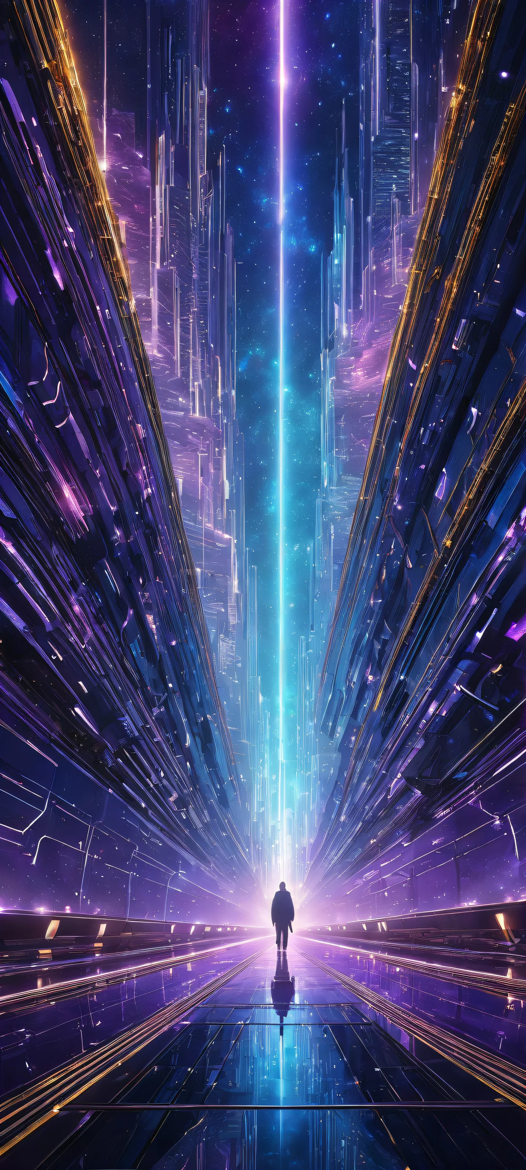 iPhone and Android compatible cosmic mobile wallpaper featuring glowing circuitry and ethereal lighting. Perfect for home screens.