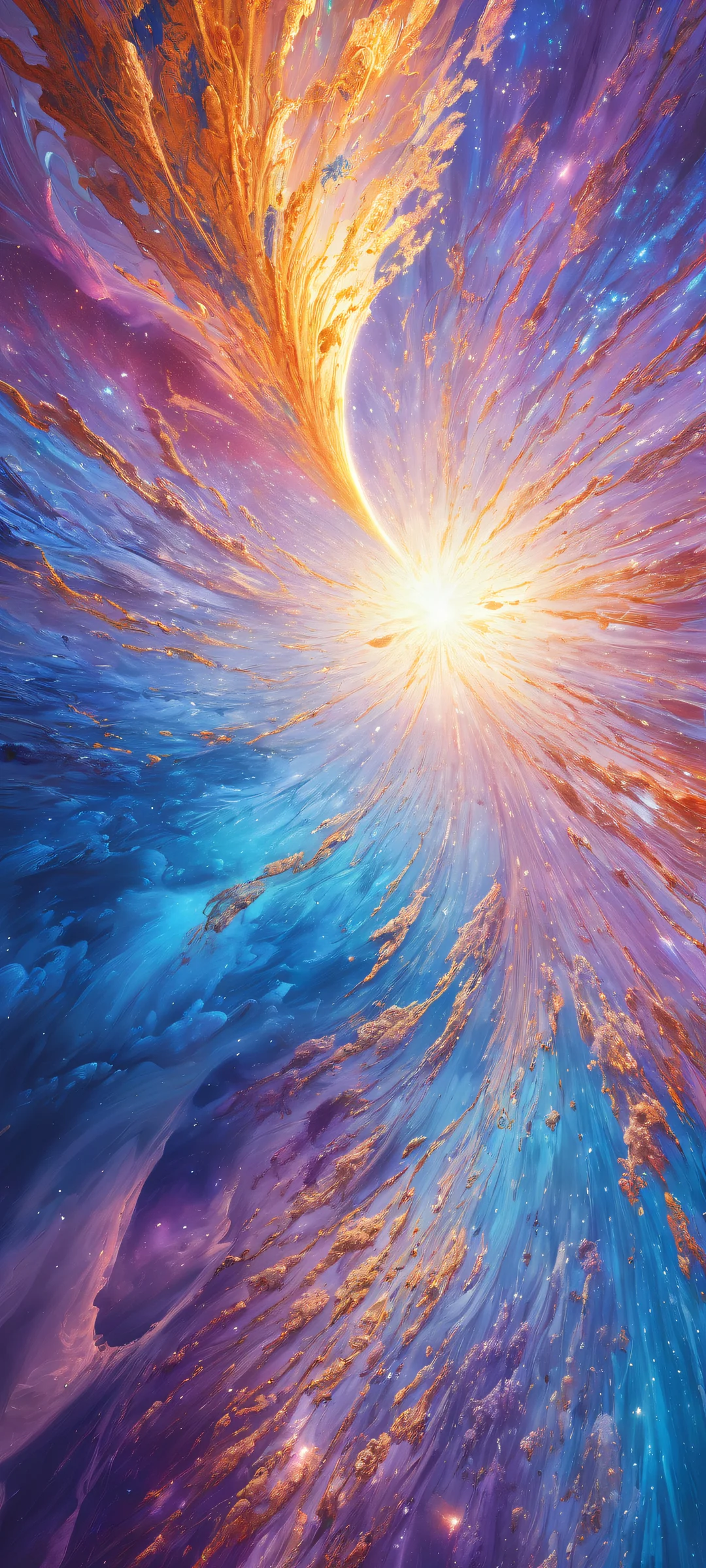 Ethereal portrait of cosmic structures on iPhone/Android with stunning visual impact and radiant colors.