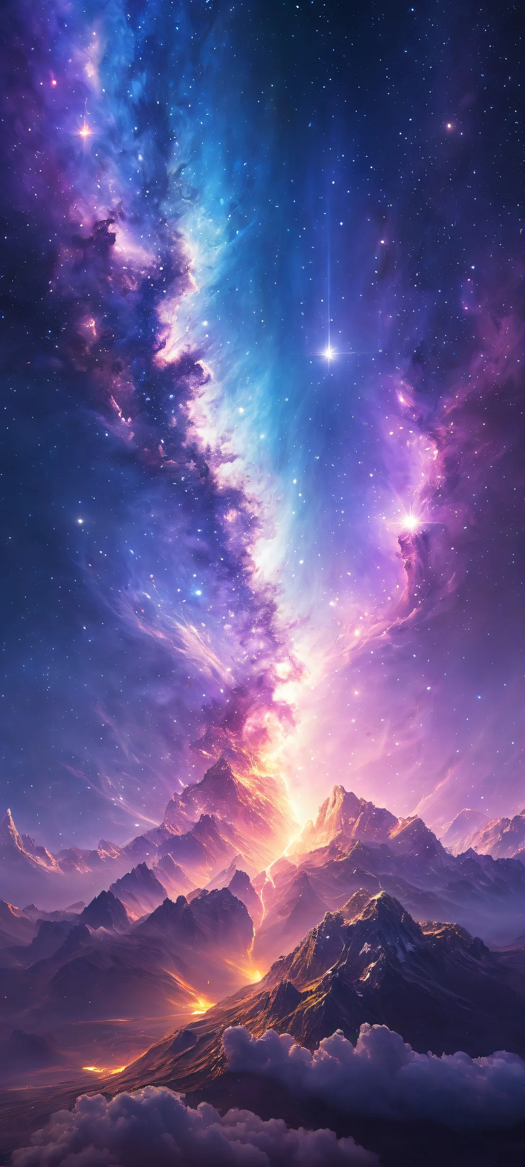 Breathtaking vertical portrait artwork of cosmic dust clouds on iPhone/Android.