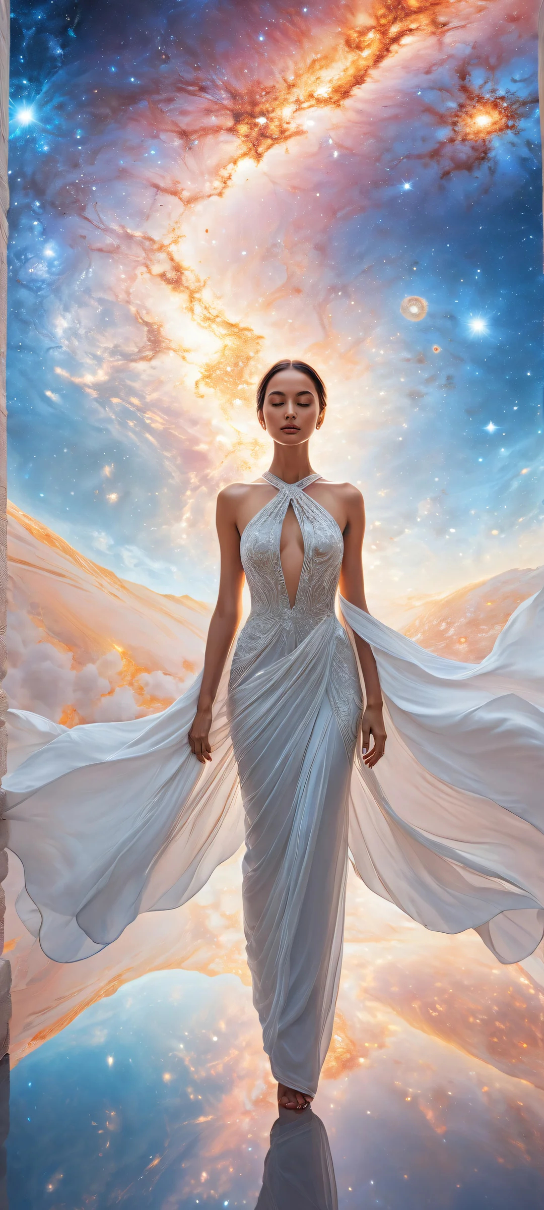 A stunning cosmic scene on a pristine void background for iPhone and Android