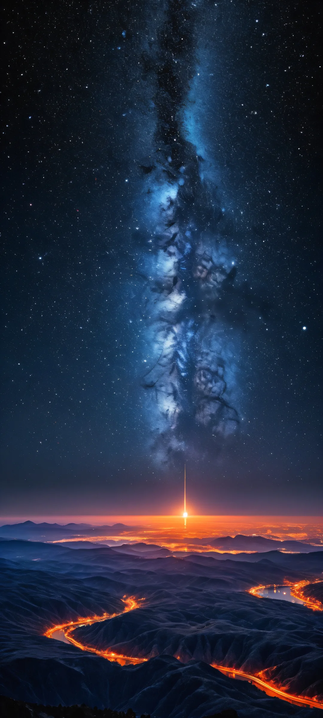 iPhone and Android users alike will be mesmerized by this stunning cosmic artwork featuring intricate star constellations, planets, and a sleek dark mode aesthetic.