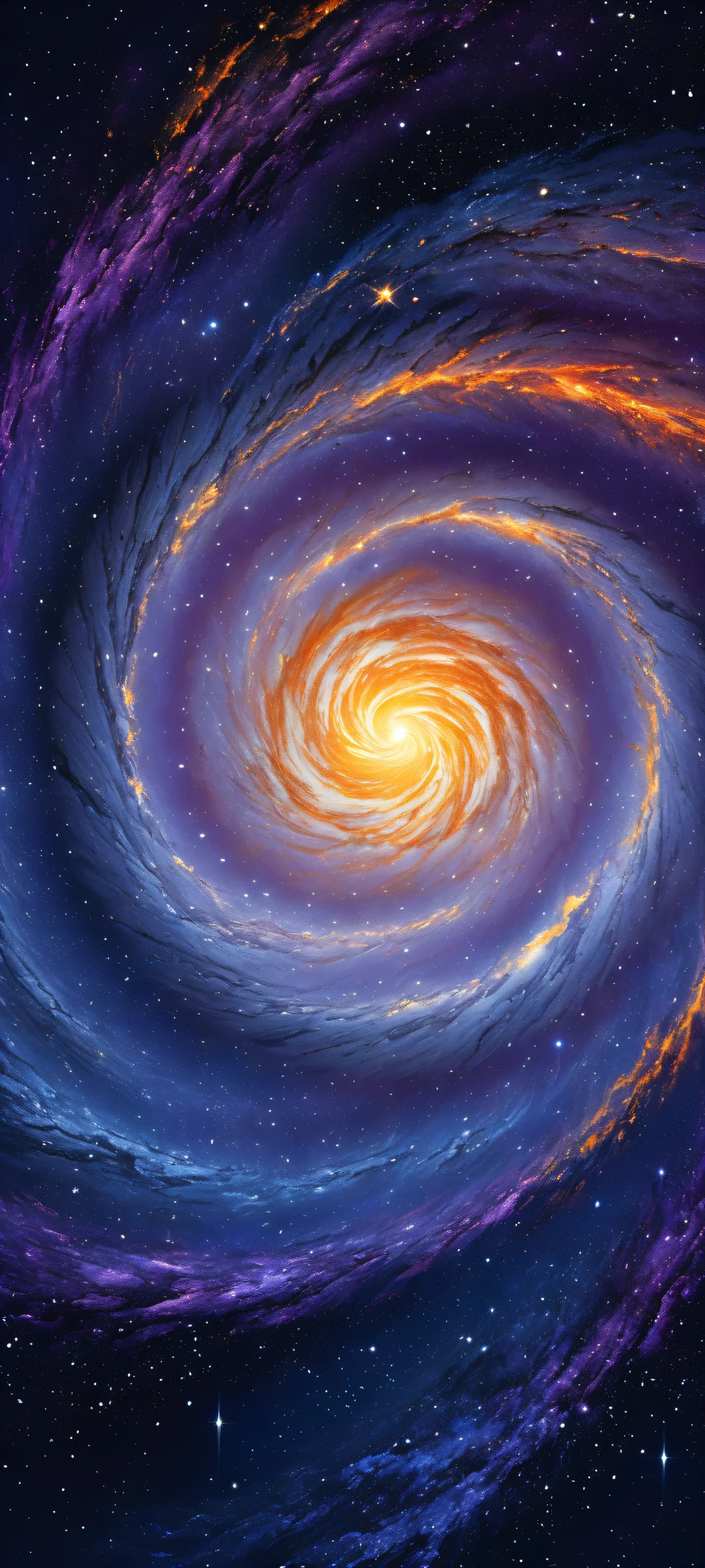 iPhone and Android compatible mobile wallpaper featuring a breathtaking cosmic vortex artwork with intricate micro-details, perfect for dark mode enthusiasts.