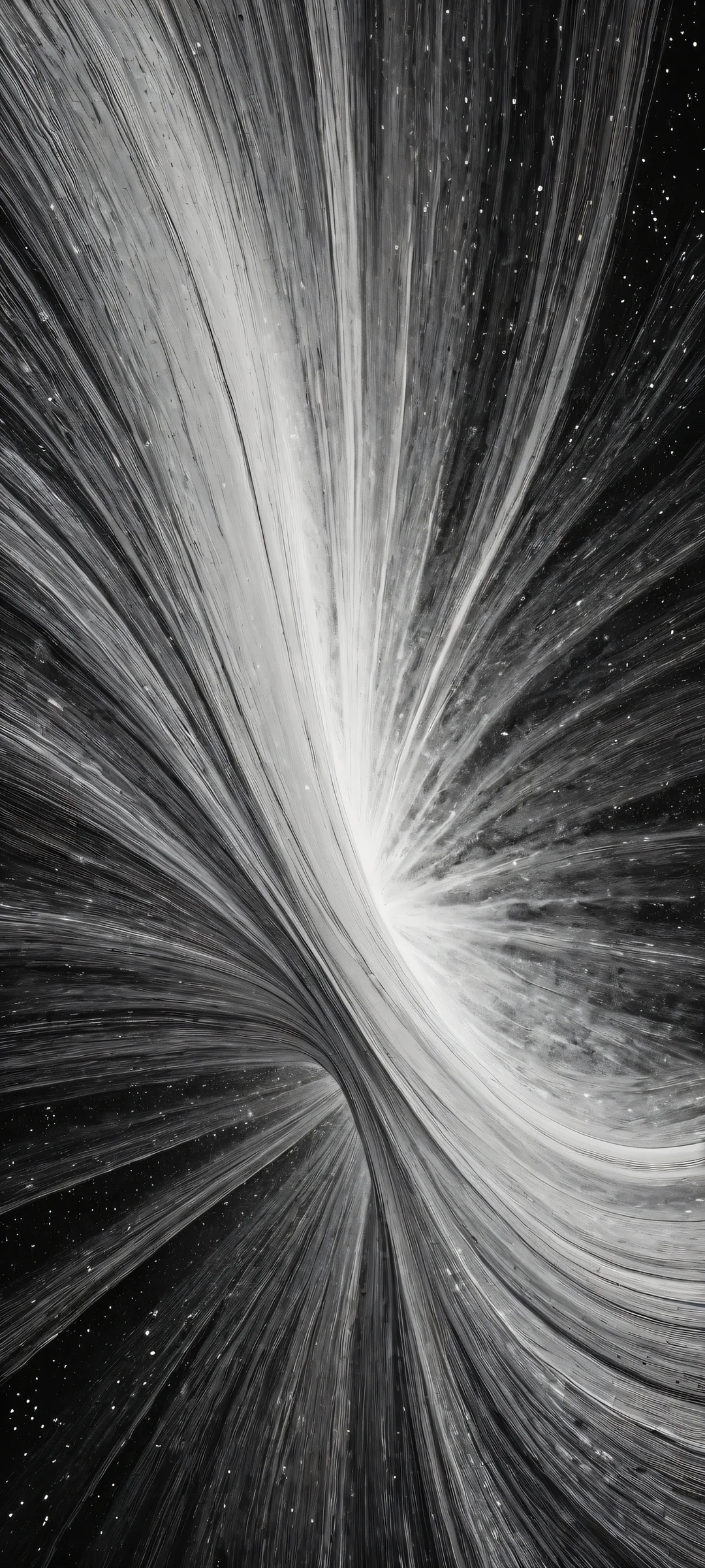 Beautifully rendered cosmic artwork on iPhone/Android with infinite black and white gradient and stunning visual impact.