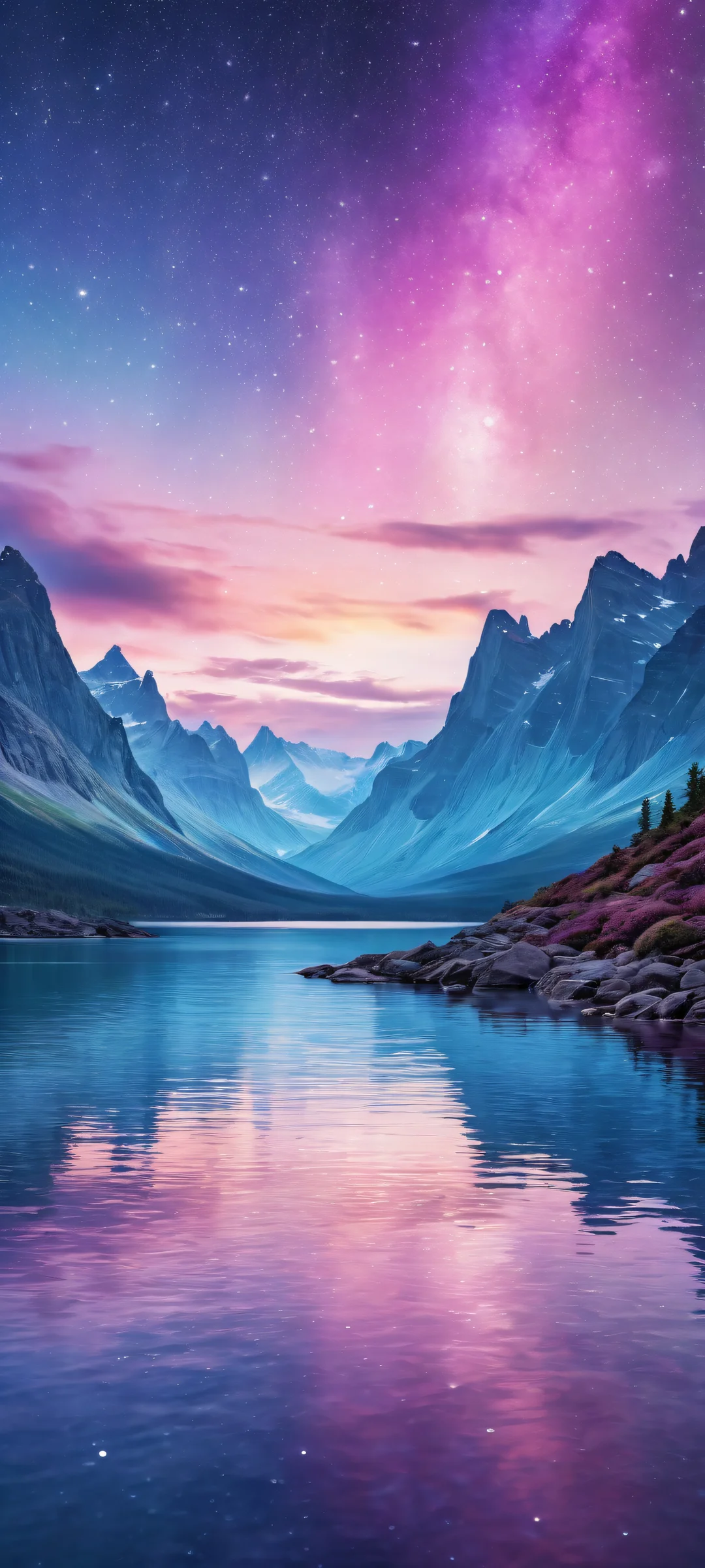 Cosmic Waves Aurora QHD Phone Background Breathtaking vertical portrait artwork of Cosmic Waves on iPhone/Android