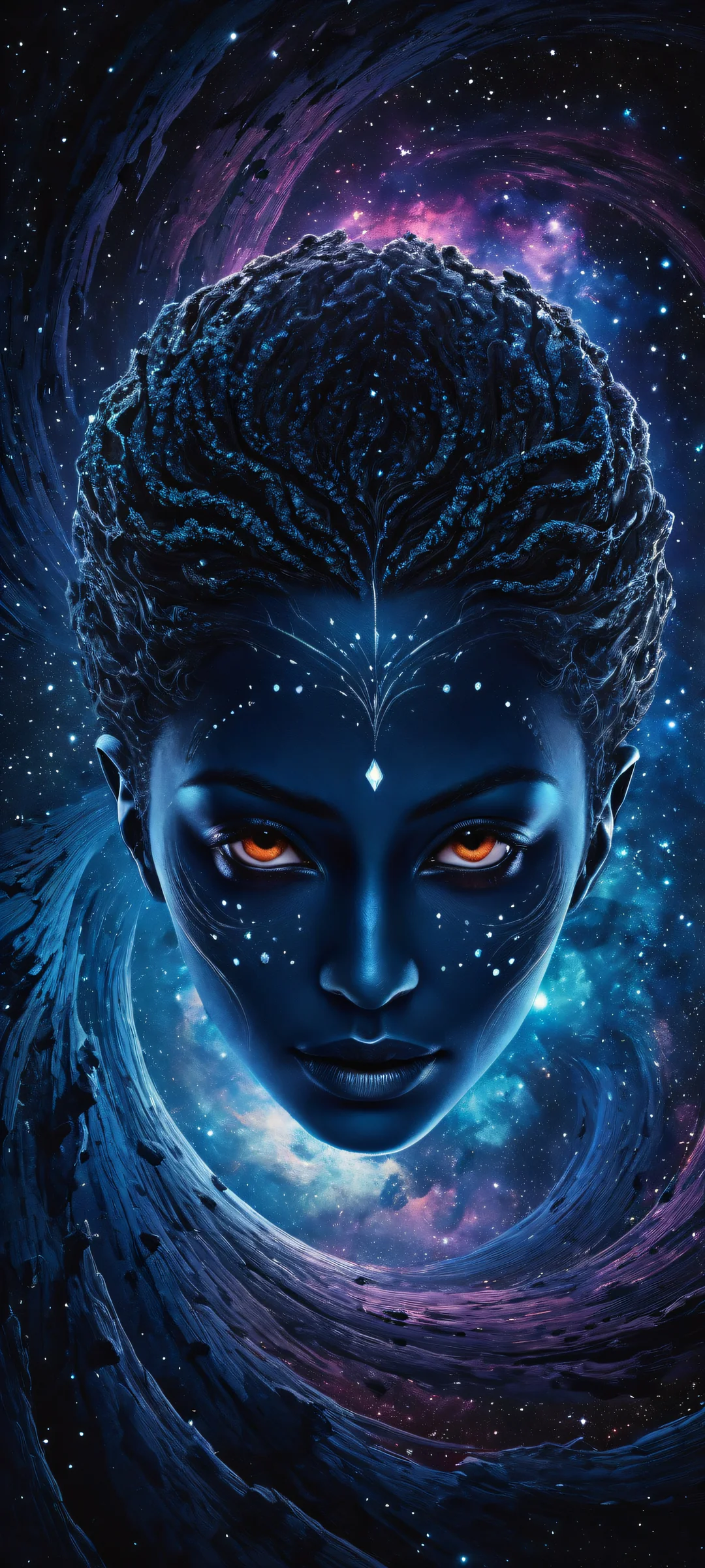 A cosmic yalmu entity set against a starry night sky, perfectly optimized for iPhone and Android home screens.