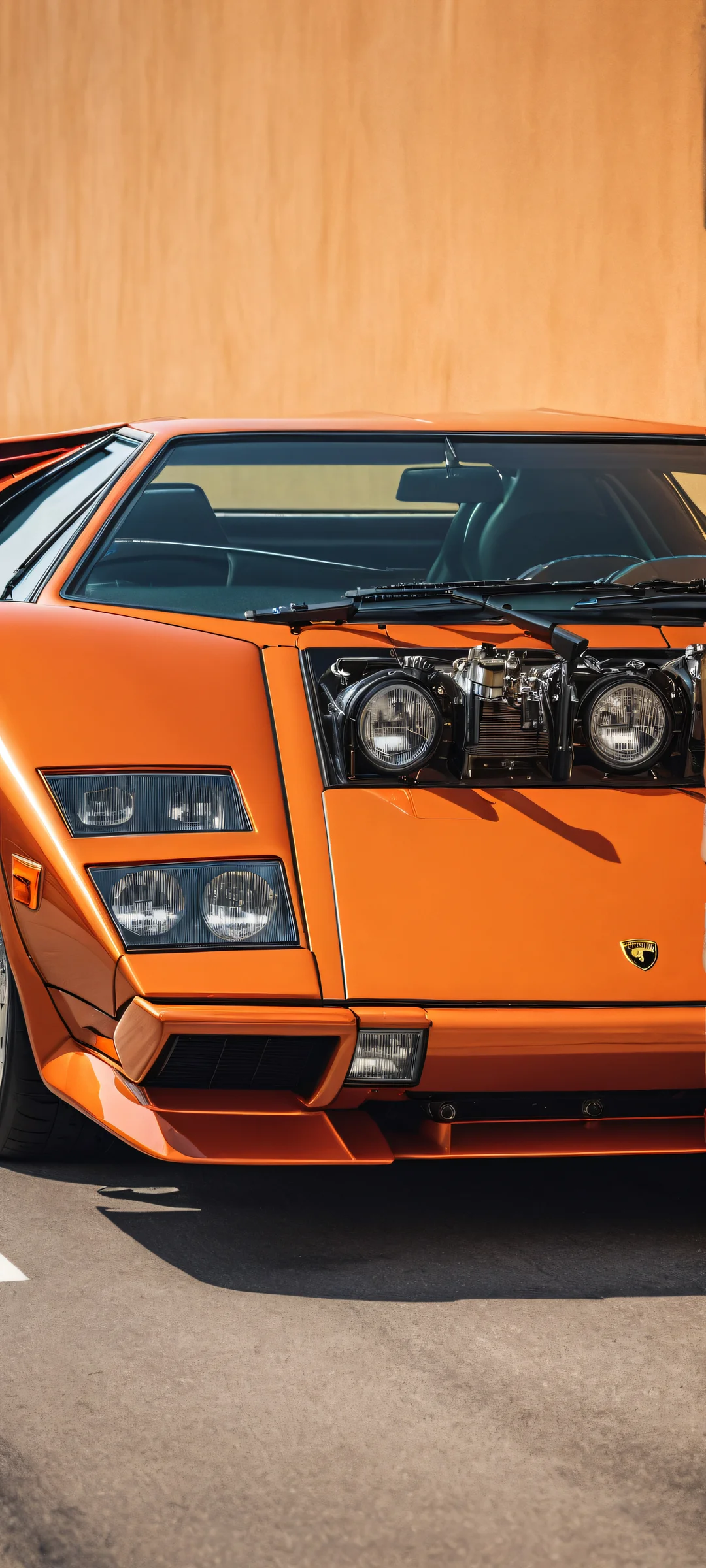 Luxurious portrait of Lamborghini Countach on a pristine background, perfect for iPhone or Android home screens.
