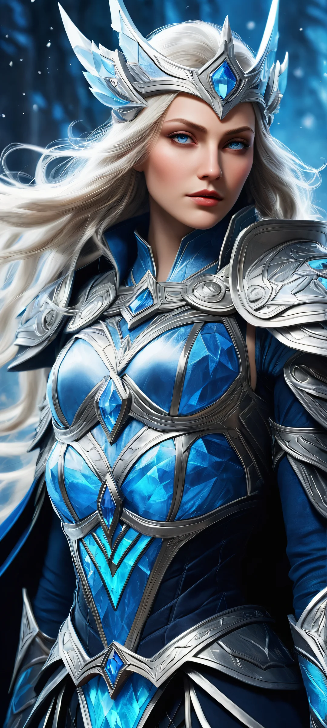 A breathtaking digital artwork of Crystal Maiden set against a star-filled sky, perfectly optimized for iPhone, Samsung Galaxy, and Android home screens.