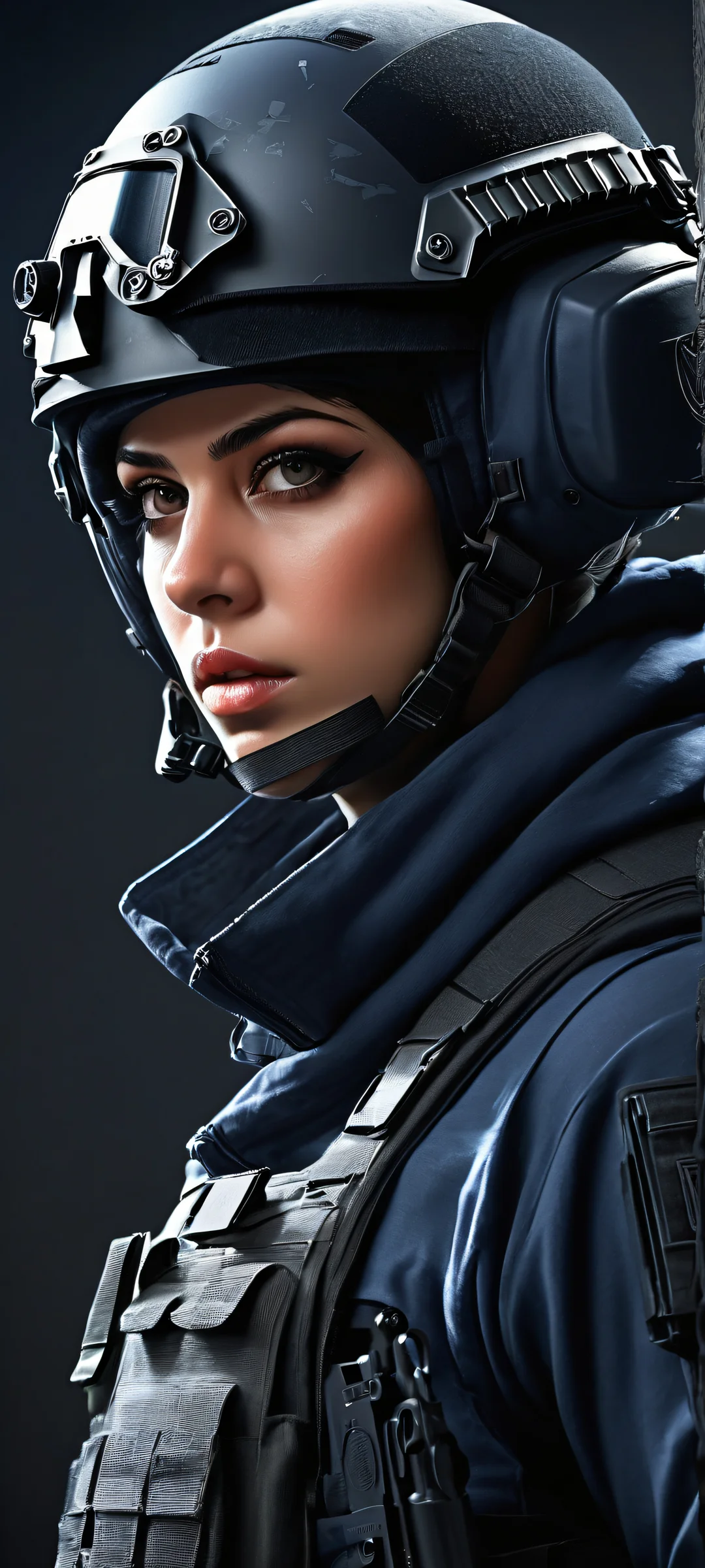 Two CS:GO operatives in intense focus, perfect for iPhone/Android wallpapers with insane micro-details and a breathtaking pure void background.