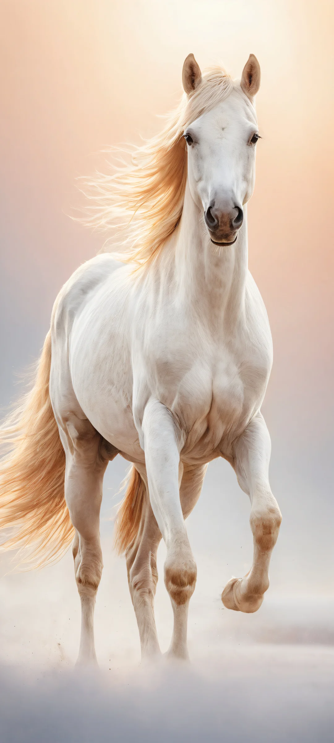 A majestic CurePeach pony posing elegantly on a pristine background with iPhone/Android compatibility.