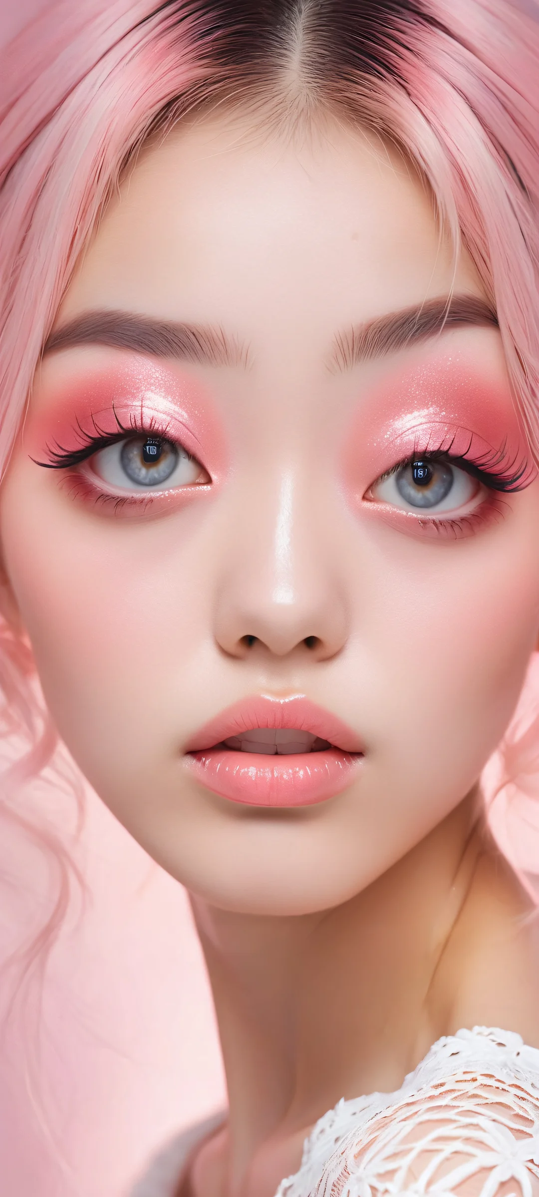 Incredibly cute girl's face with anime-inspired details, perfect for iPhone/Android home screens.