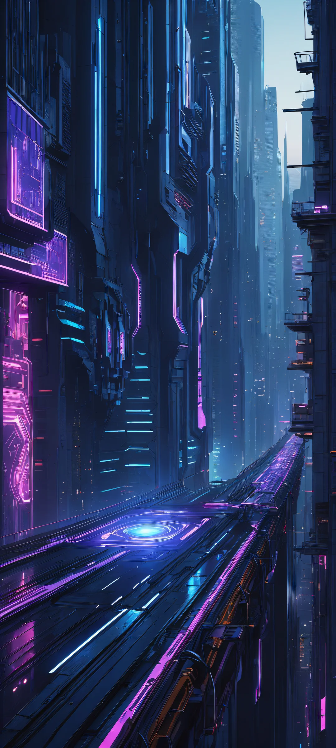 A stunning cyberpunk artwork featuring a neon-lit cybernetic eye placed in the lower-middle, with intricate details and a vast void at the top. Perfeitamente otimizado para iPhone, Galáxia Samsung, e telas iniciais do Android.