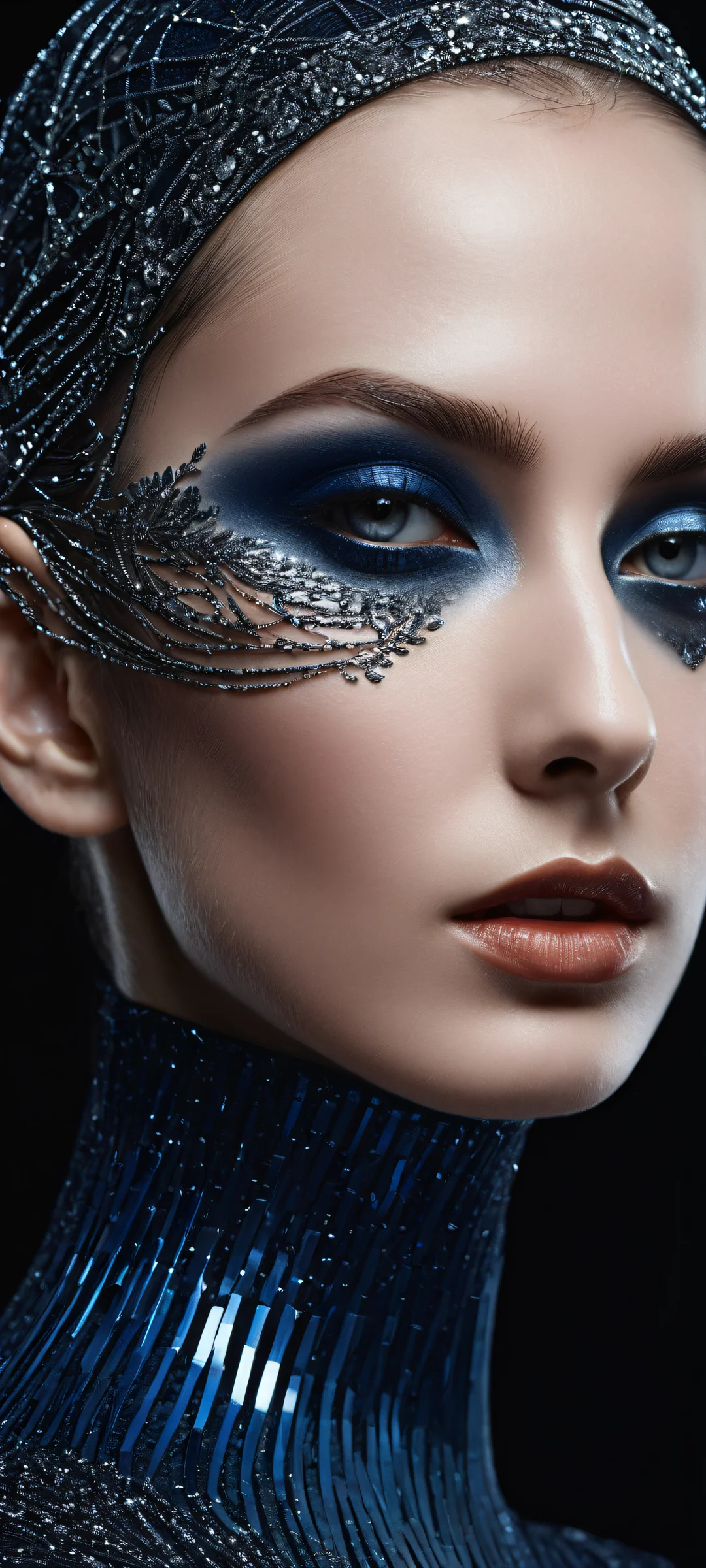 iPhone and Android mobile wallpaper featuring a stunning cyberpunk artwork with intricate micro-circuitry details, perfect for Dark Mode Aesthetic.