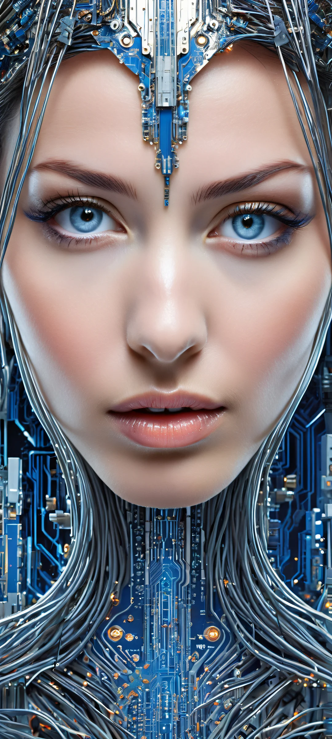 iPhone/Android user's dream come true - a breathtaking portrait of intricate circuitry patterns and cityscapes, perfectly optimized for your home screen.