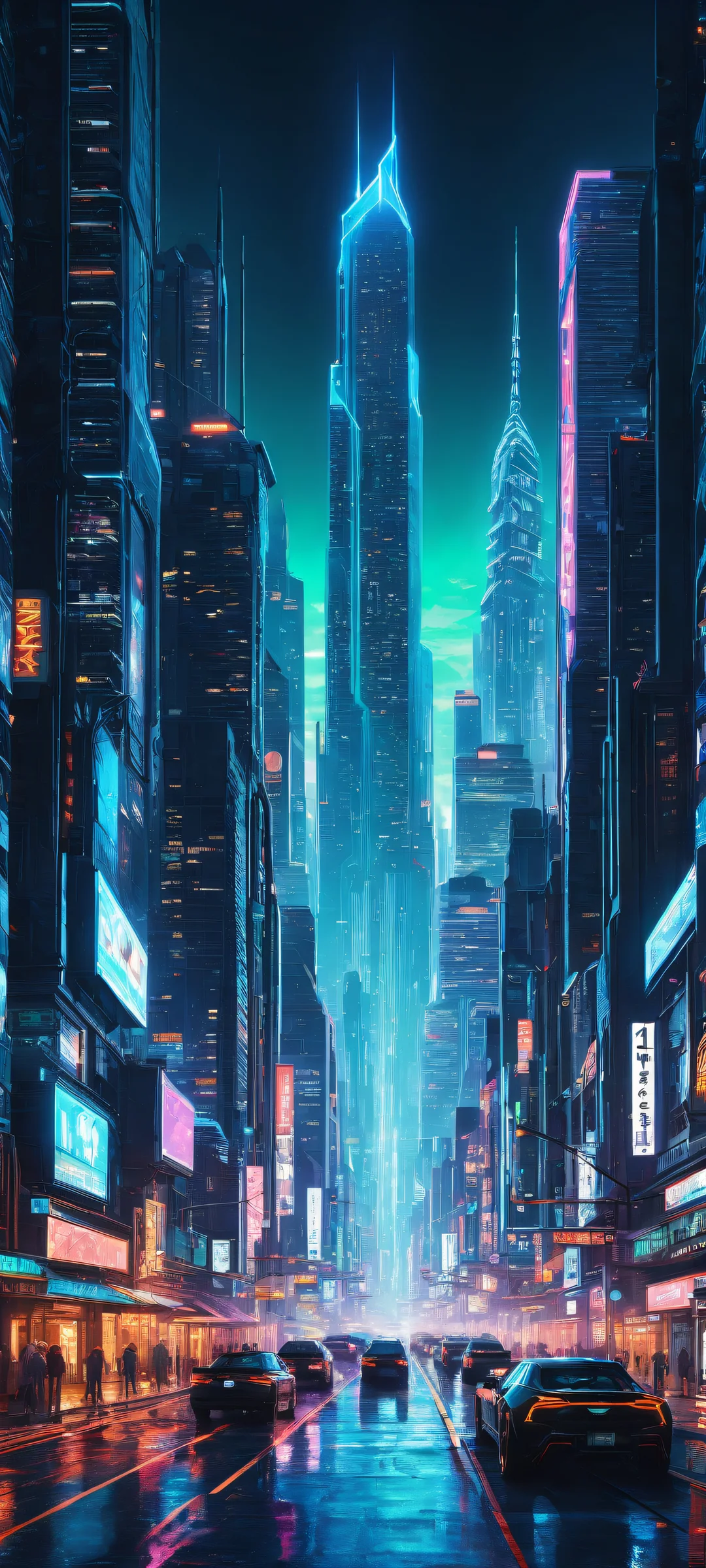 Breathtaking Cyberpunk Cityscapes artwork featuring a blend of futuristic and industrial elements on iPhone/Android. Perfectly optimized for home screens.