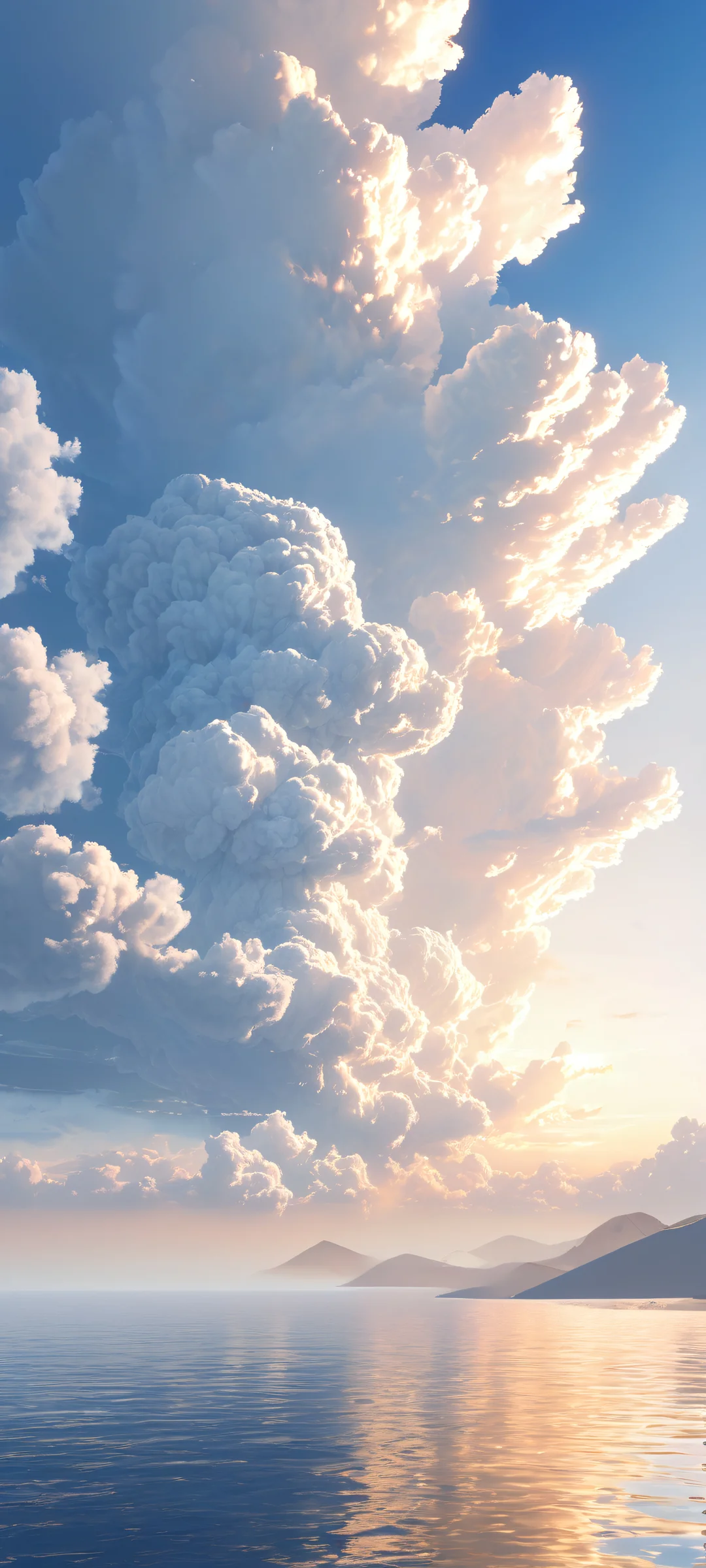 Delicate cloud formations on a serene sky with soft white clouds and wispy tendrils, perfekt optimiert für iPhone/Android-Startbildschirme.