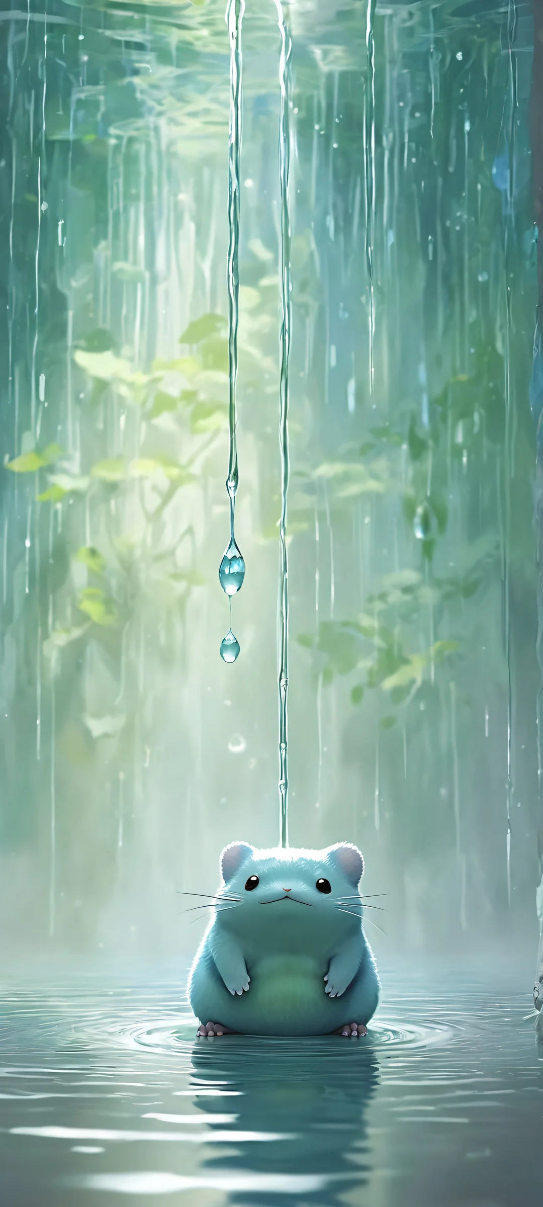 iPhone and Android users will love this melancholic portrait of Ditto waiting for its trainer, against a vast empty void with rain pouring outside.