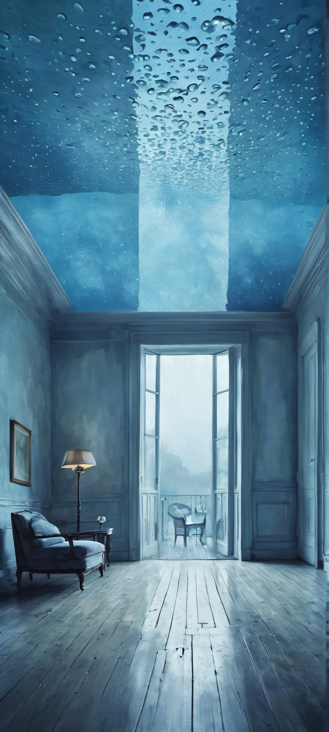 iPhone and Android user, unlock the serene beauty of Ditto's Melancholic Room in this stunning watercolor-inspired wallpaper.