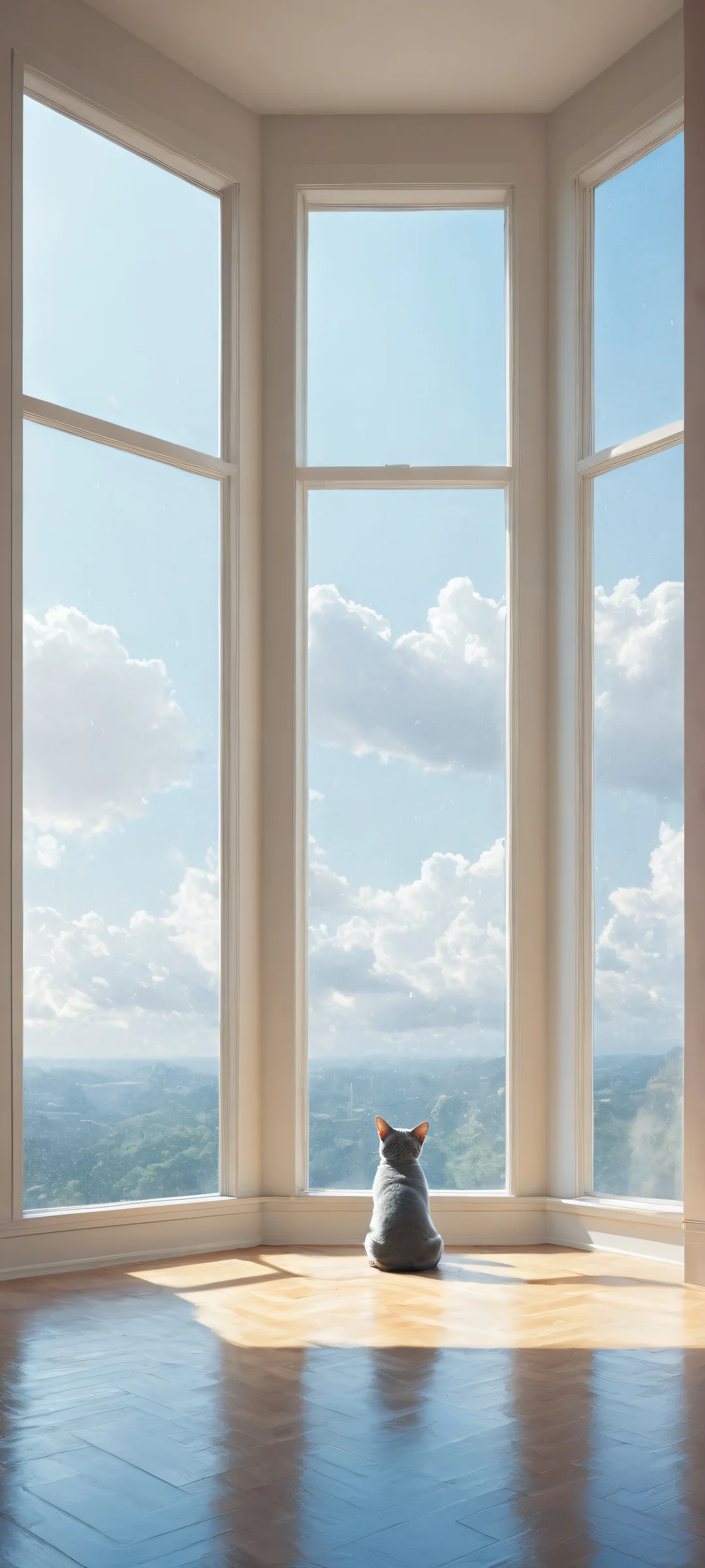 A portrait of Ditto waiting patiently for its trainer in a dimly lit room with rain pouring outside, perfectly optimized for iPhone, Samsung Galaxy, and Android home screens.