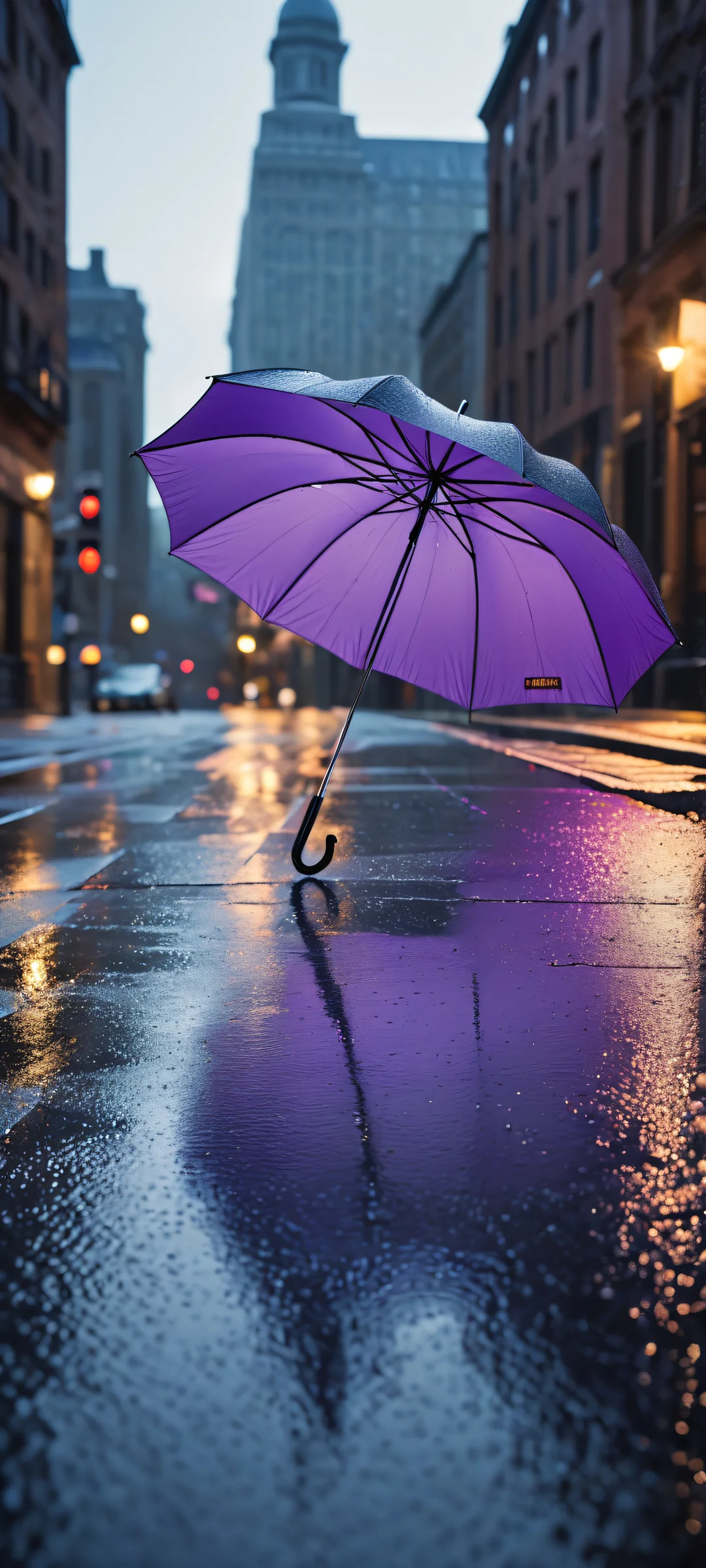 Ditto umbrella artwork for iPhone/Android, featuring a rainy street and neon lights.