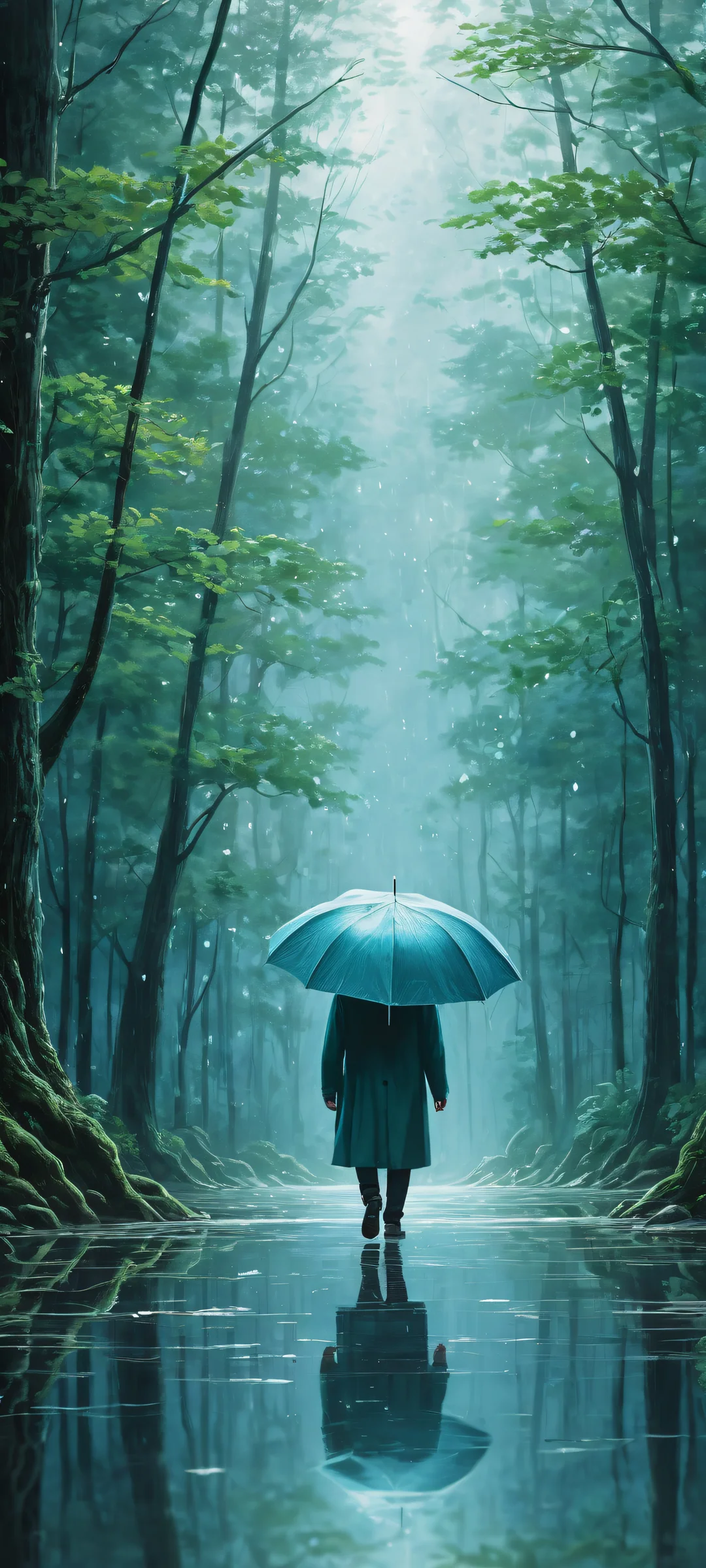 Breathtaking portrait of Ditto waiting patiently for its trainer, set against a vast void and rainy darkness. Perfectly optimized for iPhone, Samsung Galaxy, and Android home screens.