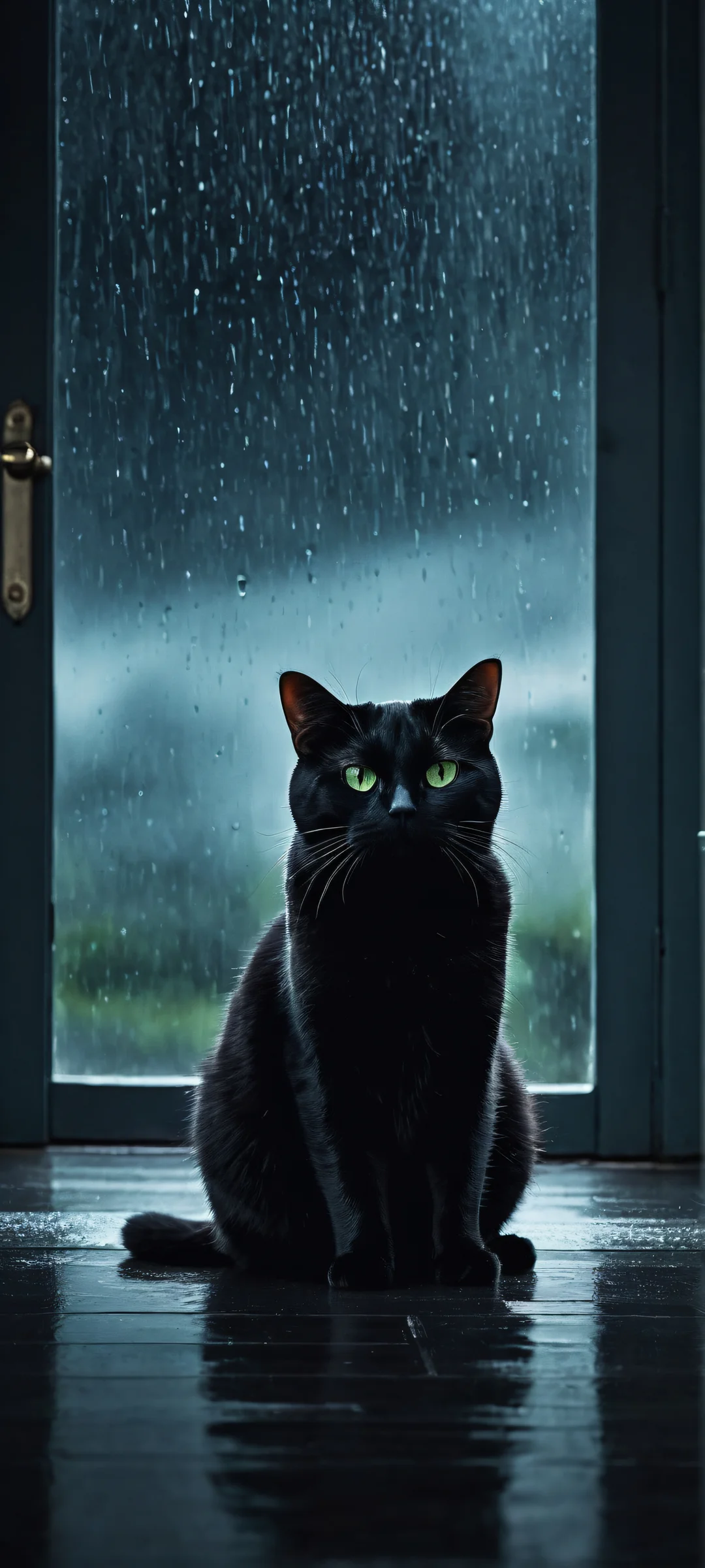 Ditto's Solitary Moment QHD Phone Background Beautiful digital artwork of Ditto waiting for its trainer's return on a rainy night. Perfectly optimized for iPhone, Samsung Galaxy, and Android home screens.