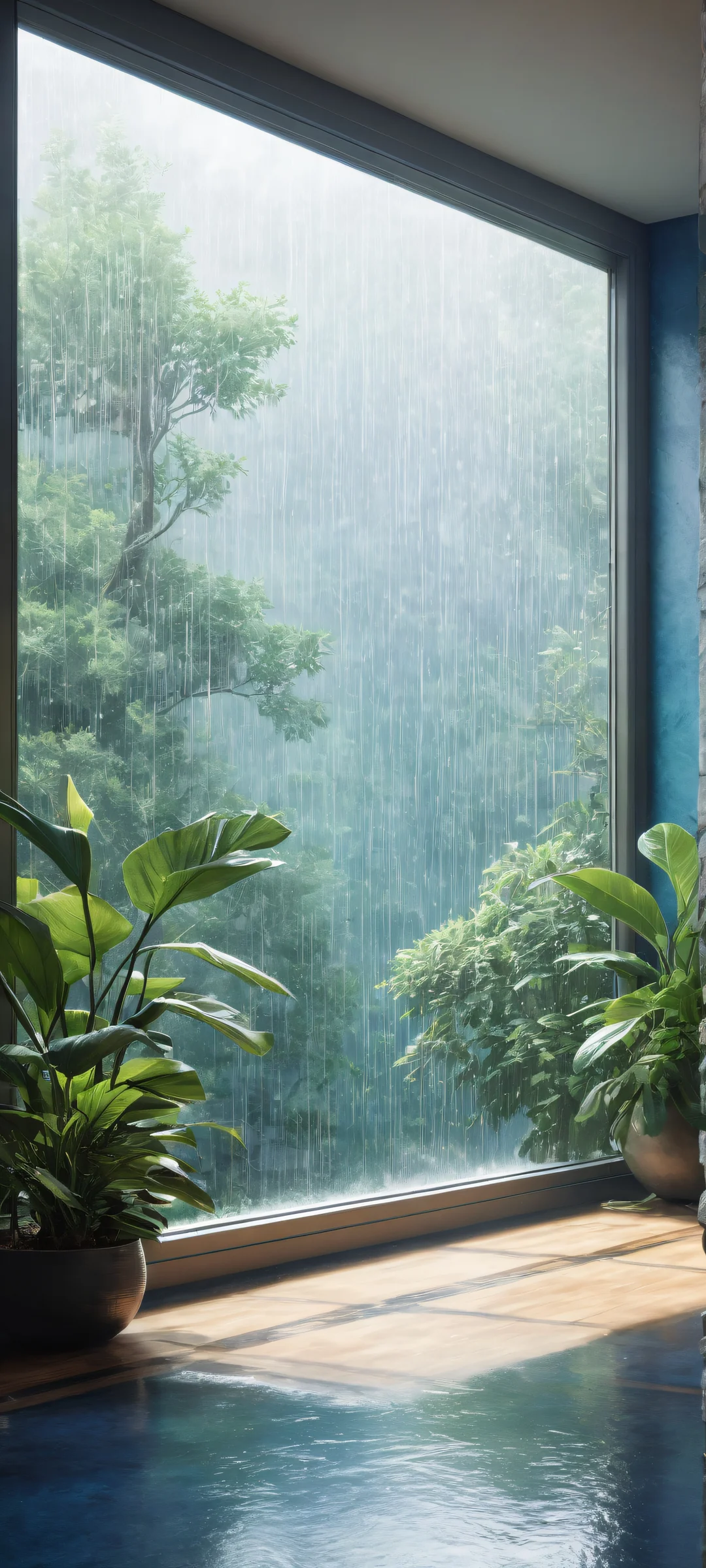 A melancholic portrait of Pokémon Ditto waiting for its trainer in a rainy atmosphere. Perfectly optimized for iPhone, Samsung Galaxy, and Android home screens.