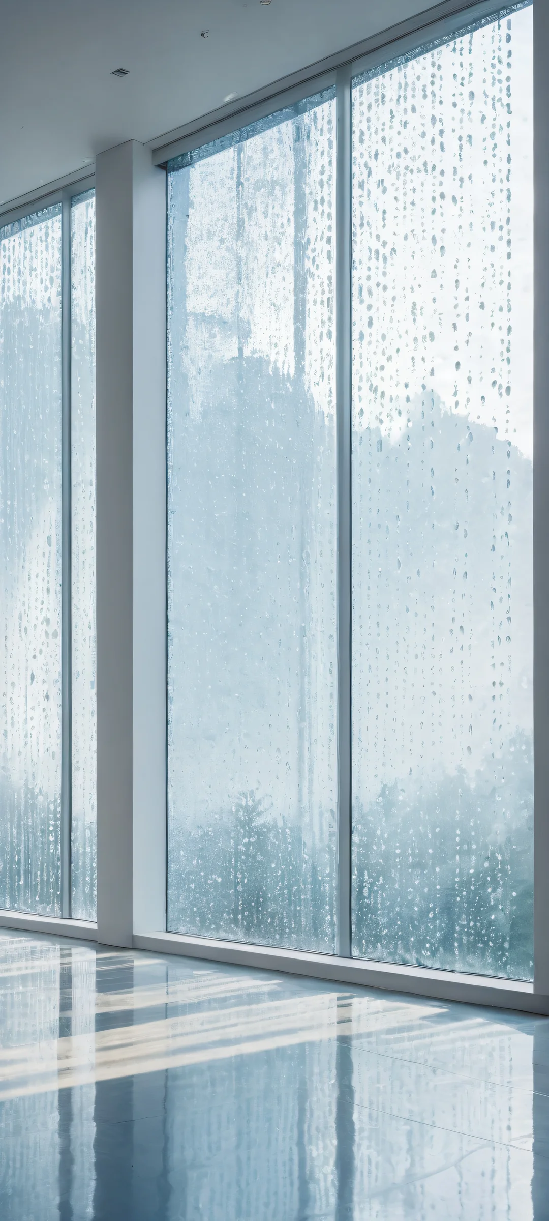 A poignant portrait of Ditto waiting for its owner's return in a rainy night, with a vast empty void above and a dark training room below. iPhone/Androïde.