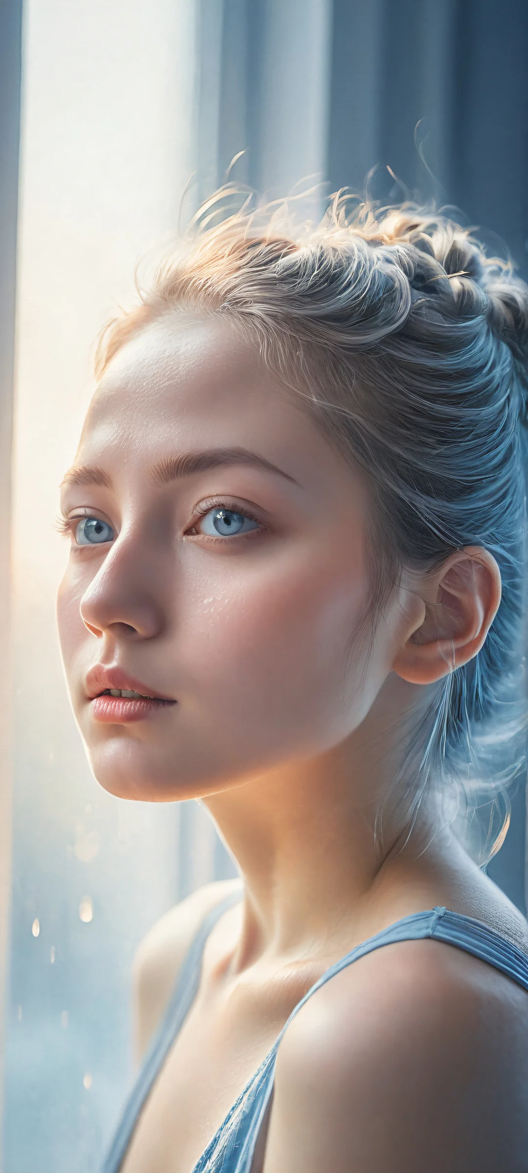 Ditto patiently waits for its trainer in a darkened room lit by gentle rain, iPhone/Android