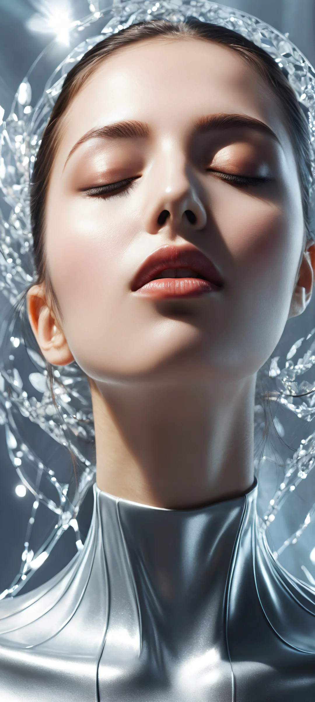 iPhone/Android users will love this award-winning digital art of a resting head with parted lips and closed eyes, set against a simple yet elegant background, perfect for their home screens.