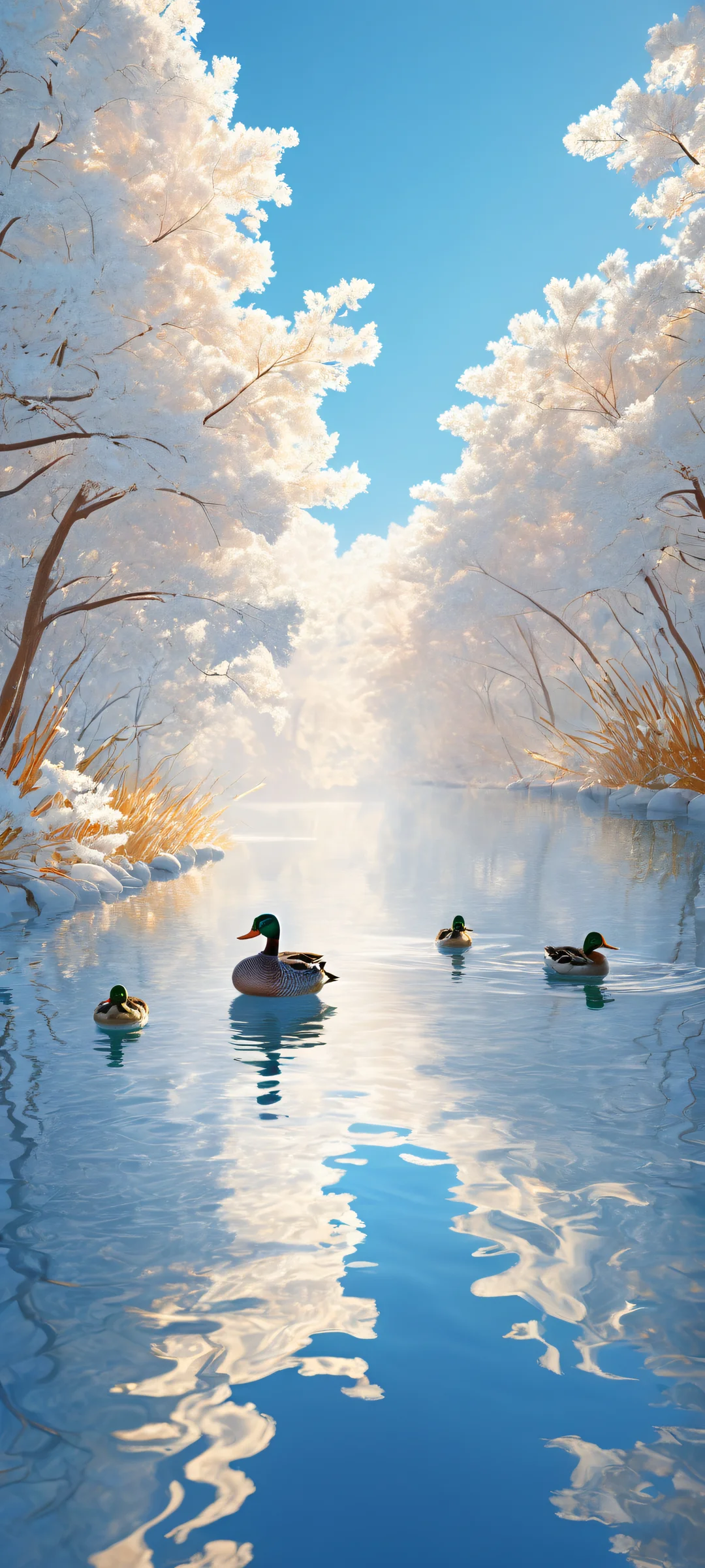 A group of ducks slowly moving across the paper in a stop motion fashion on an iPhone/Android. Perfect for home screens.