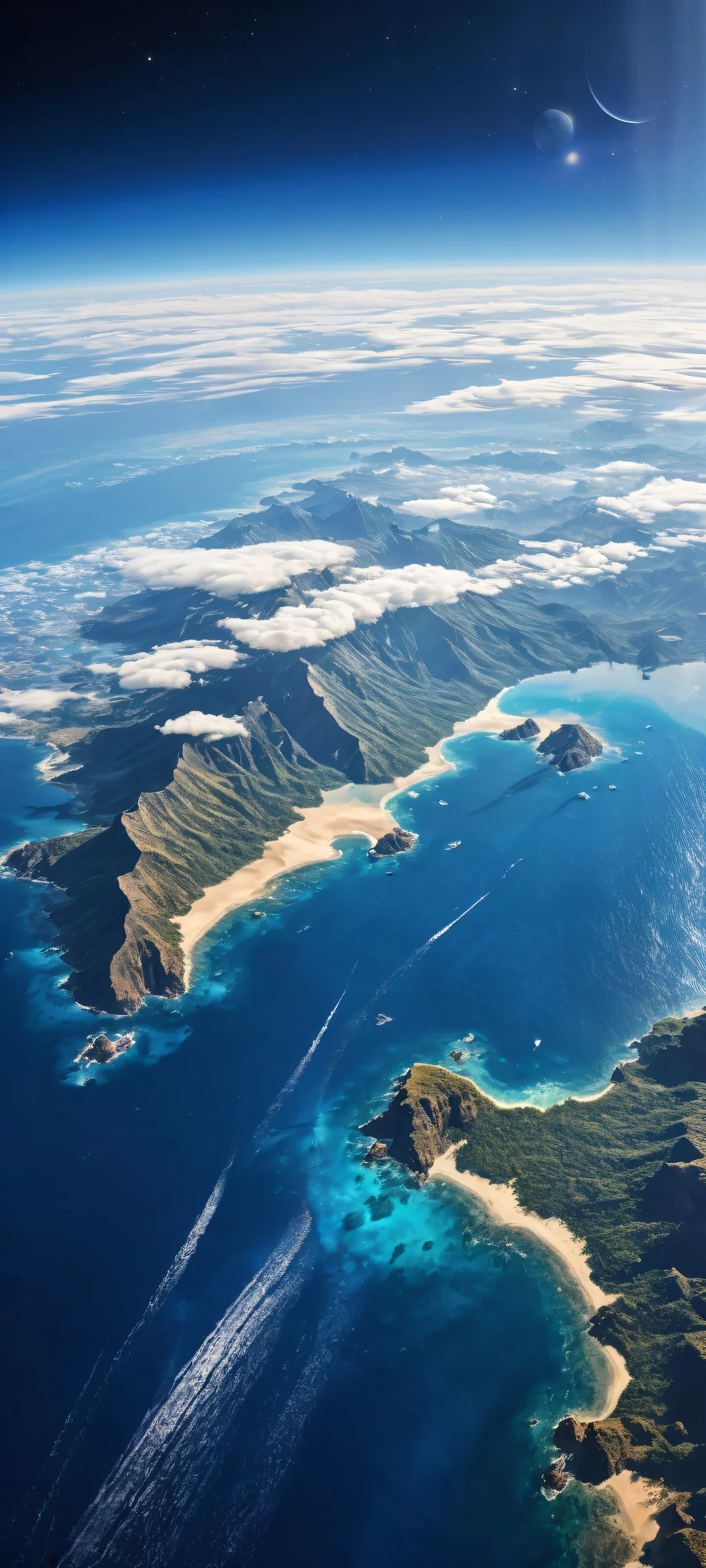 Breathtaking vertical portrait artwork of Earth on iPhone/Android, showcasing the beauty of our planet from space with radiant lighting and stunning visual impact.