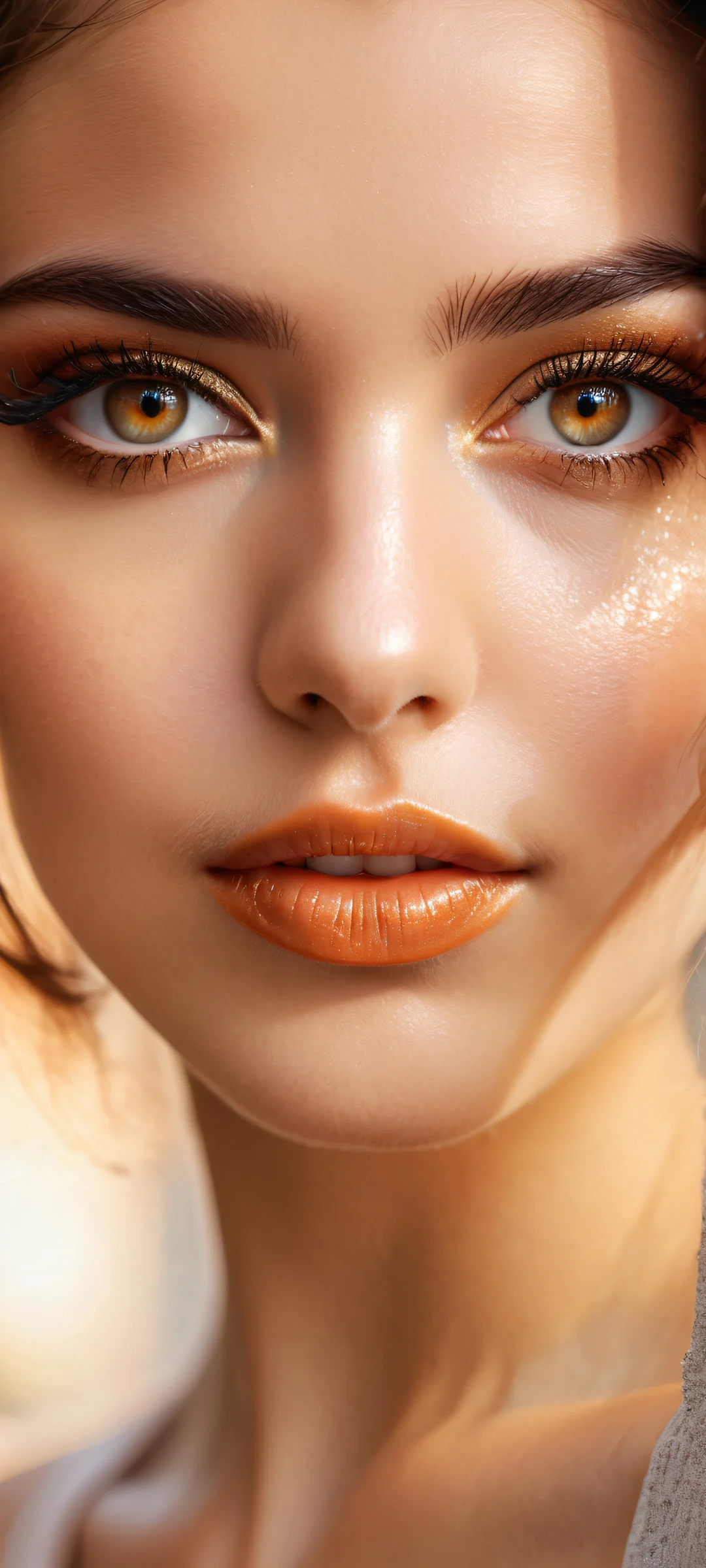 iPhoneおよびAndroidユーザーone Background iPhone and Android user, gaze into the striking brown eyes of this lovely girl, surrounded by a vast void perfect for your home screen.