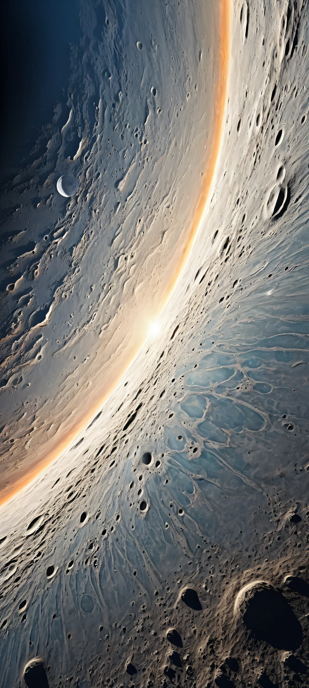 iPhone and Android users will love this breathtaking Earthrise portrait artwork with intricate micro-details, showcasing the planet's serene atmosphere and craters' majestic grandeur. Perfect for your mobile home screen!