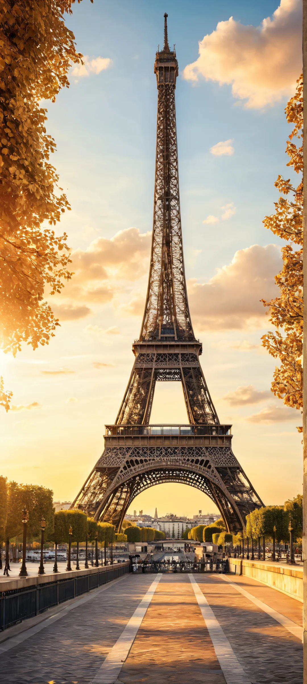 Breathtaking Eiffel Tower vertical portrait with intricate details and void background, perfectly optimized for iPhone/Android home screens.