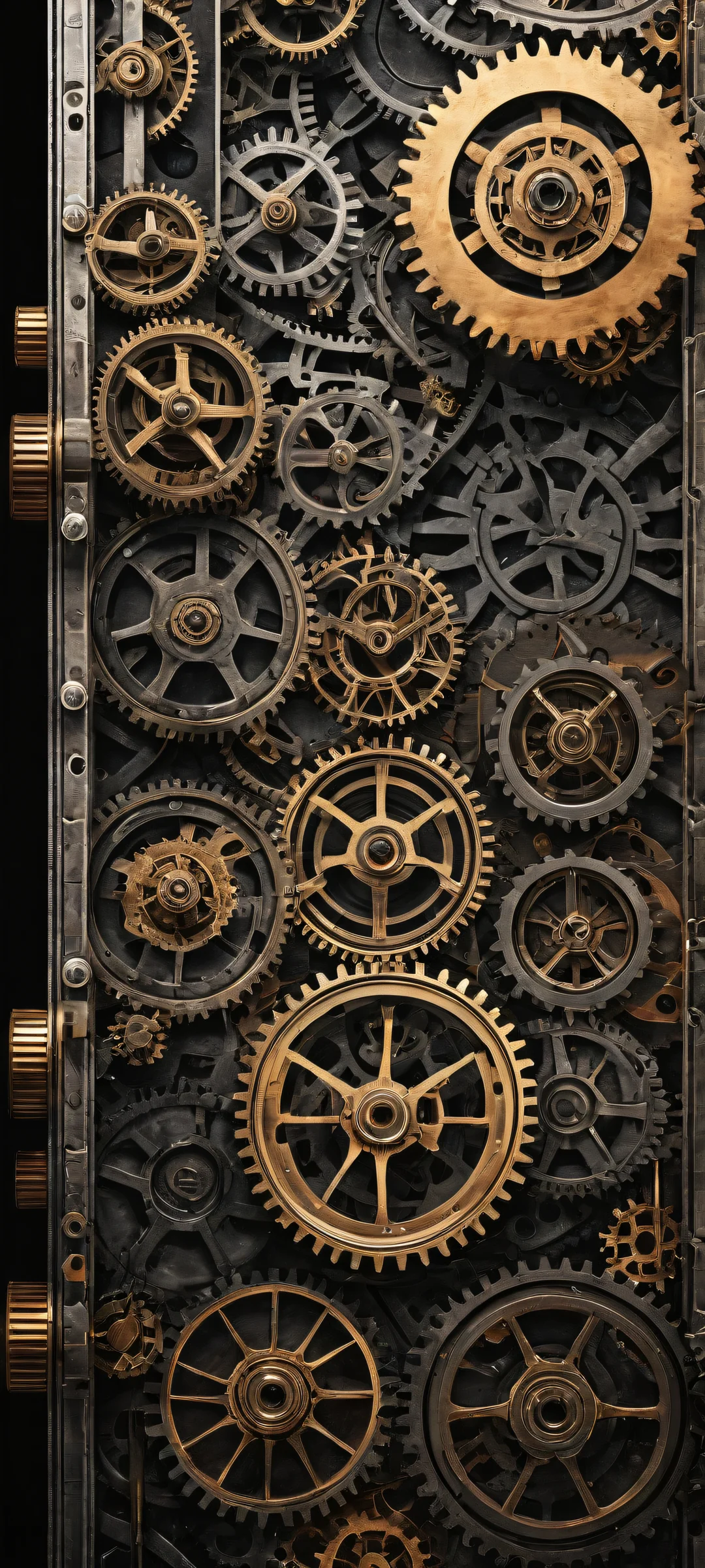 Award-winning digital artwork of machinery for iPhone/Android. A stunning portrait composition with intricate details and deep blacks.