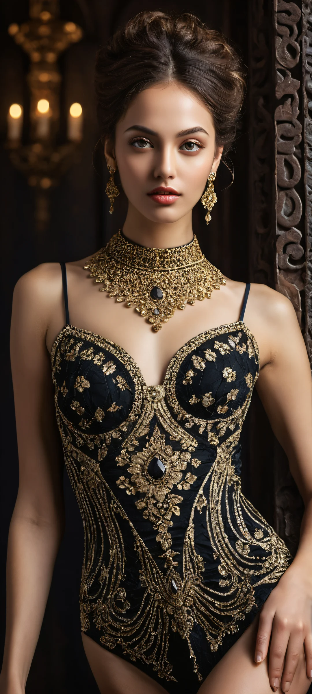 A stunning 1girl model with intricate eye details and a striking contrast against the dark mode aesthetic, perfectly optimized for iPhone/Android home screens.