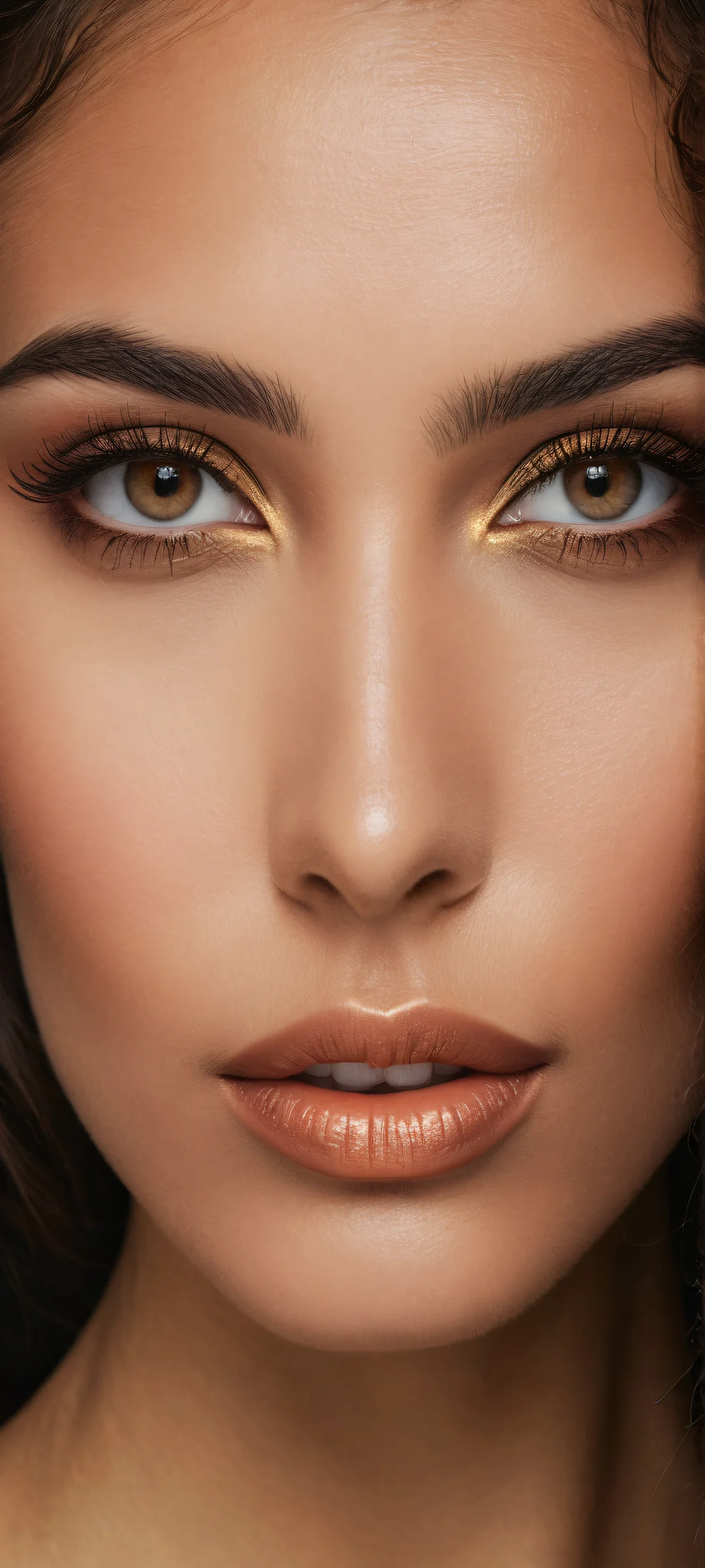 A sultry portrait of a woman with exquisite features and a subtle gradient-filled background, parfaitement optimisé pour iPhone, SamsungGalaxy, et écrans d'accueil Android.