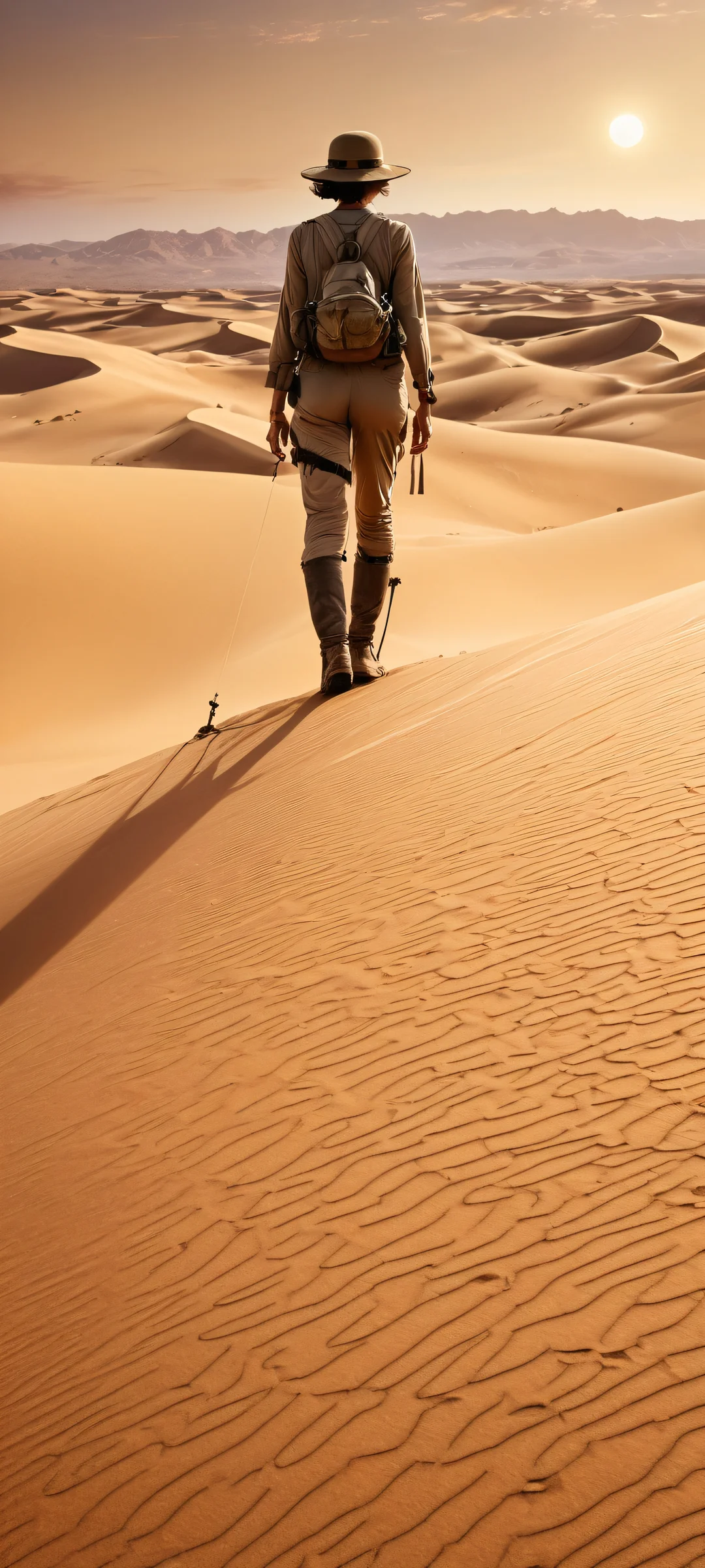 Breathtaking portrait of a 1930s female explorer on iPhone/Android, with intricate micro-details and stunning visual impact.