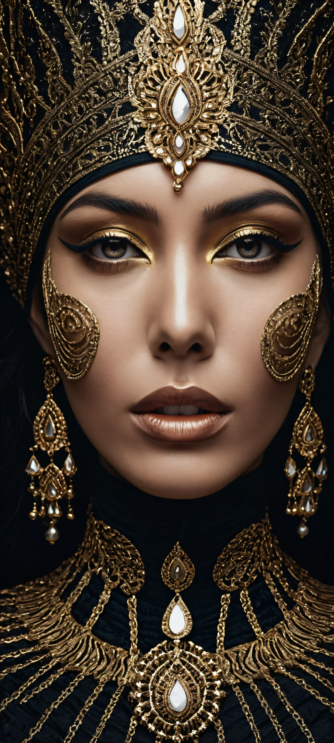 Beautiful face portrait on iPhone/Android, perfect for dark mode and stunning visuals