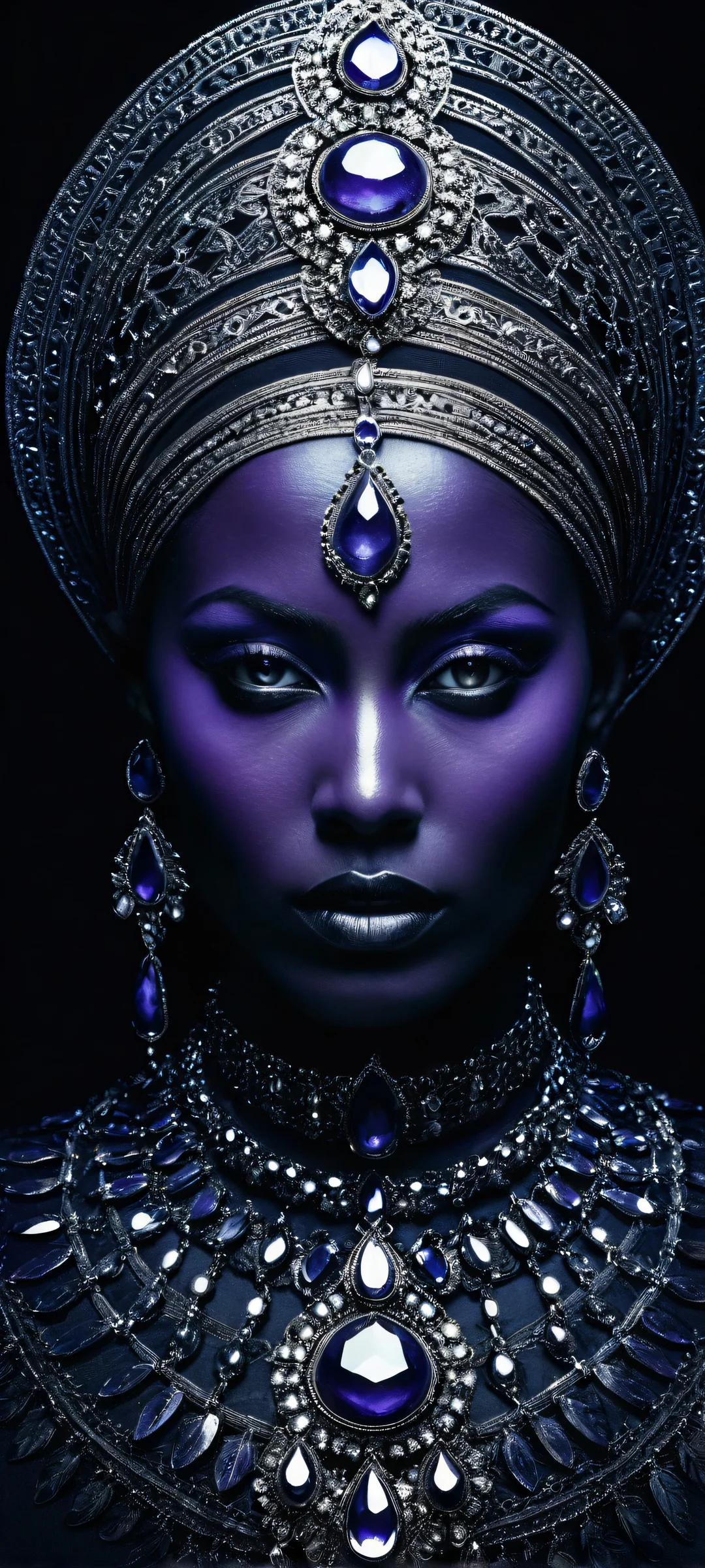 iPhone/Android stunning vertical portrait artwork with detailed phalian headshot and mysterious darkness.