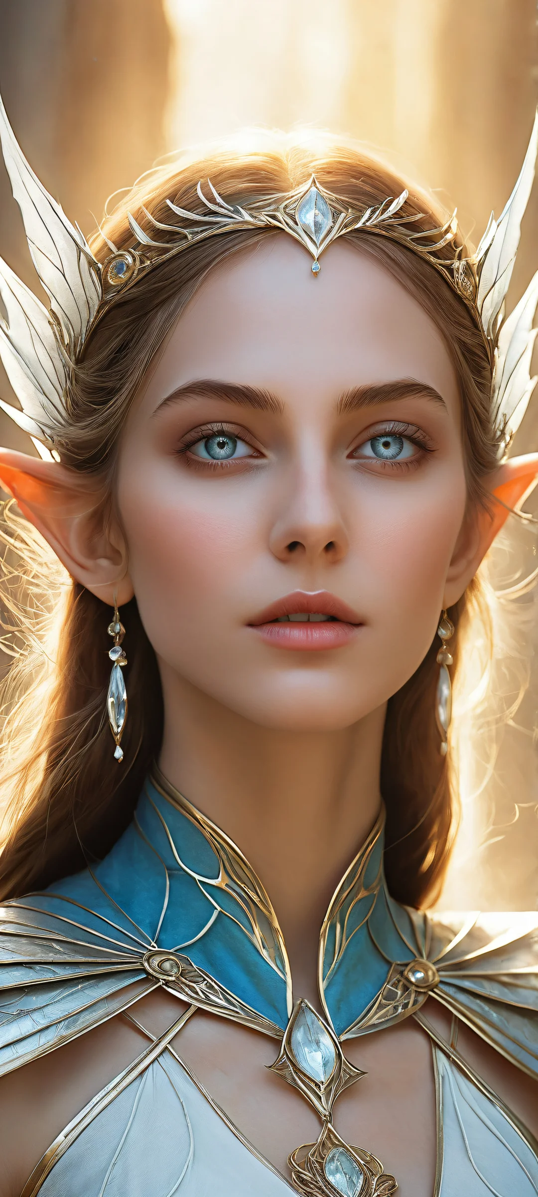 Beautiful elf girl with radiant energy field and intricate details, parfait pour les écrans d'accueil iPhone/Android.