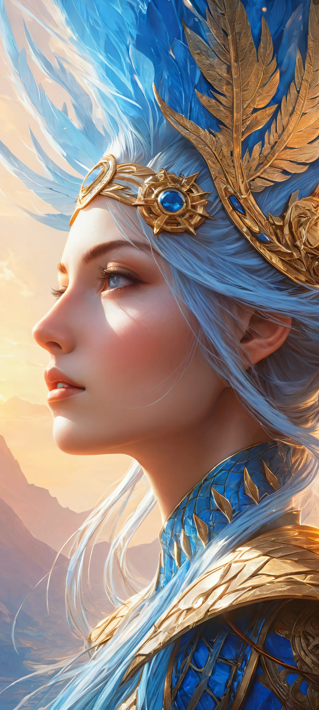Elysian Odyssey Lock Screen for iOS & アンドロイド Breathtaking portrait of video game characters on a pristine blue background. Perfectly optimized for iPhone and Android home screens.