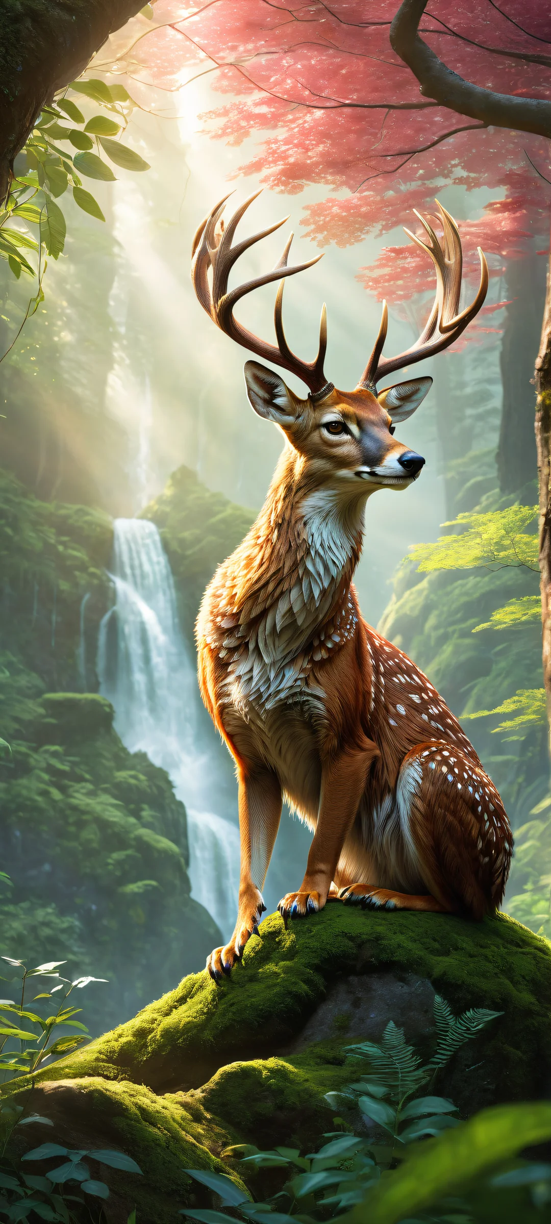 iPhone/Android compatible vertical portrait artwork of enchanted forest creatures, with perfect composition and stunning visual impact.