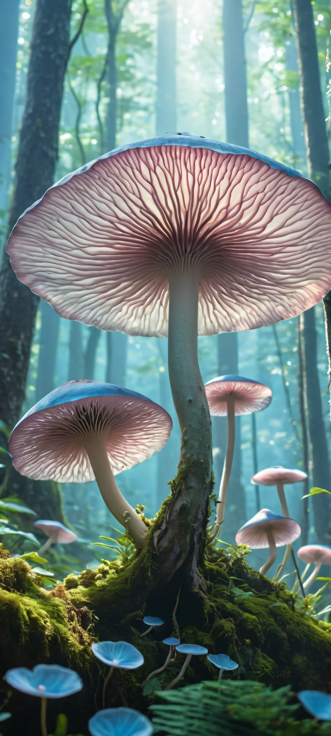 Enchanted fungi and mystical forest floor on an iPhone/Android device. Parfaitement optimisé pour l'écran d'accueil de votre mobile.