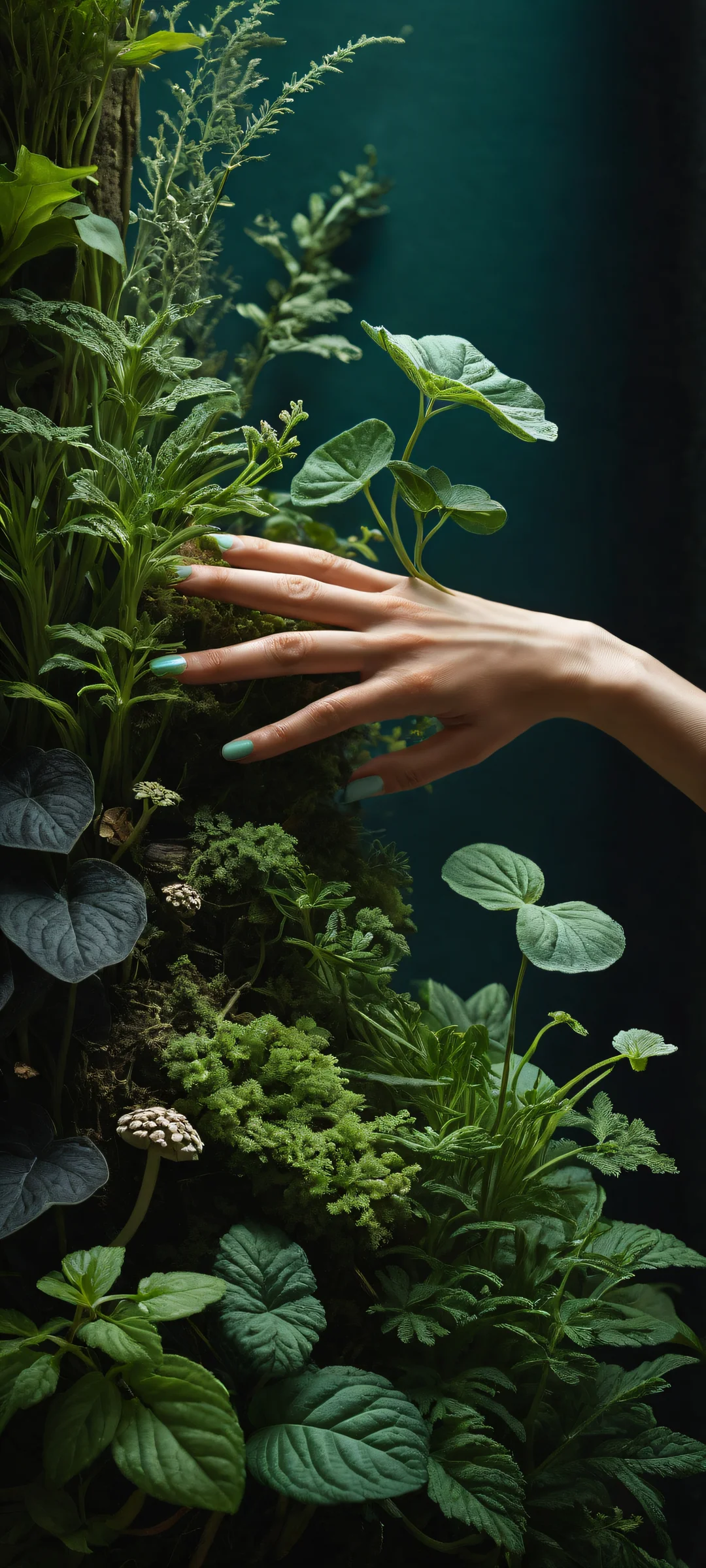 A witch's hand places a rare fungus in a lush plant arrangement. Perfectamente optimizado para iPhone, samsung galaxia, y pantallas de inicio de Android.