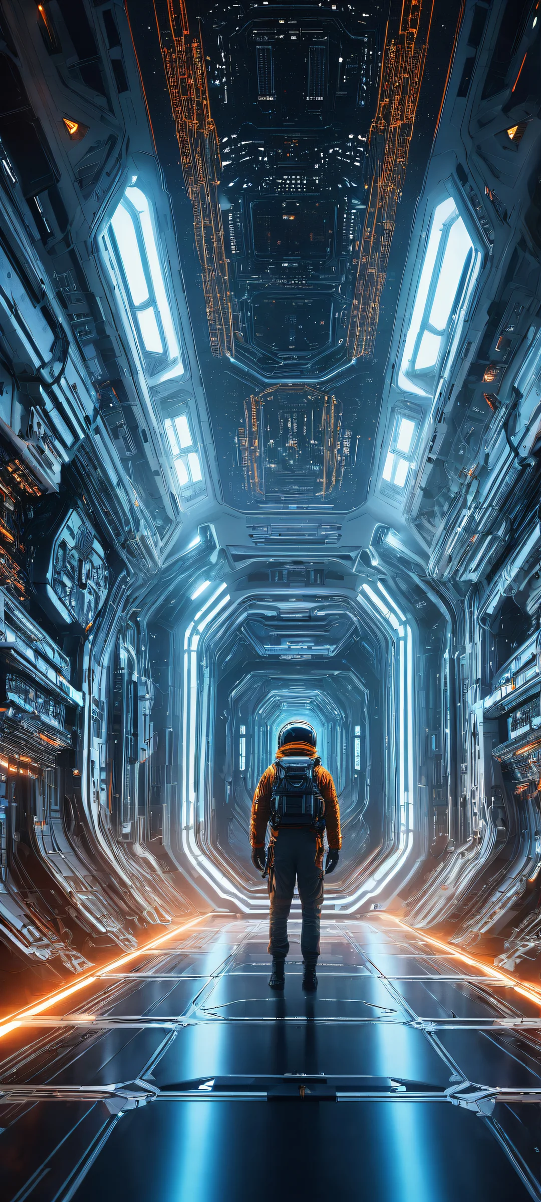 Futuristic spacecraft on a starry night sky, iPhone- und Android-kompatibel