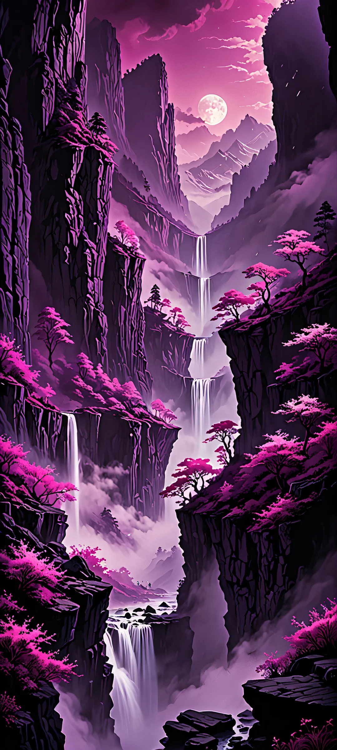 A dramatic, cinematic wallpaper of awa, featuring luminescent accents and volumetric fog, perfekt optimiert für iPhone/Android-Startbildschirme.