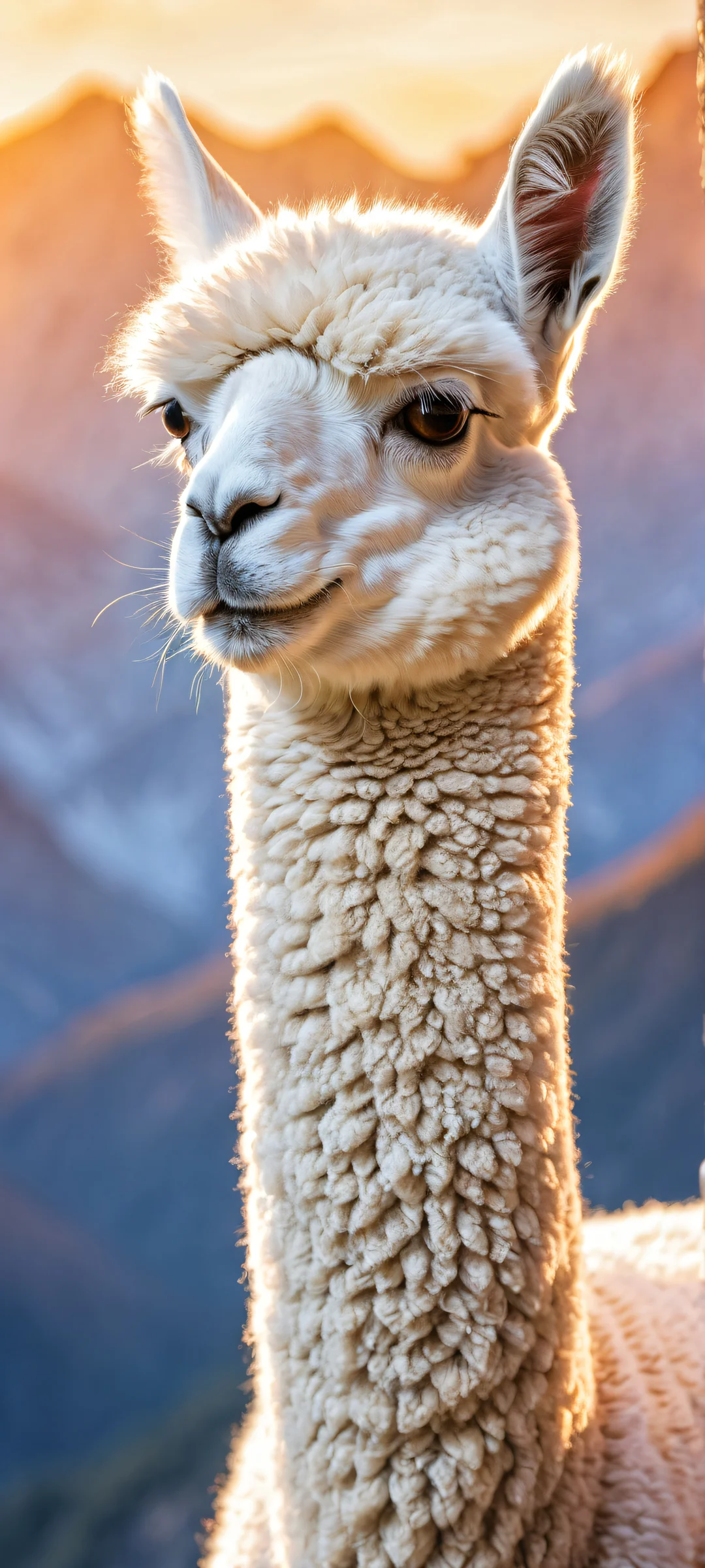 Stunning alpaca figurine on a perfect iPhone/Android home screen, with intricate micro-details and radiant colors.