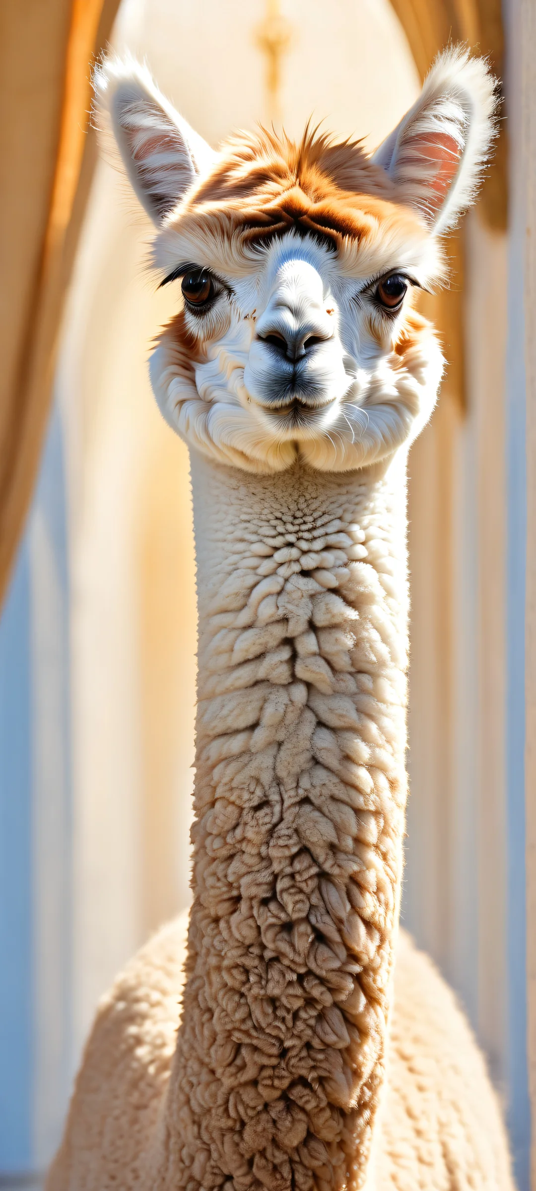 Stunning alpaca portrait on iPhone/Android with crisp details and vibrant colors