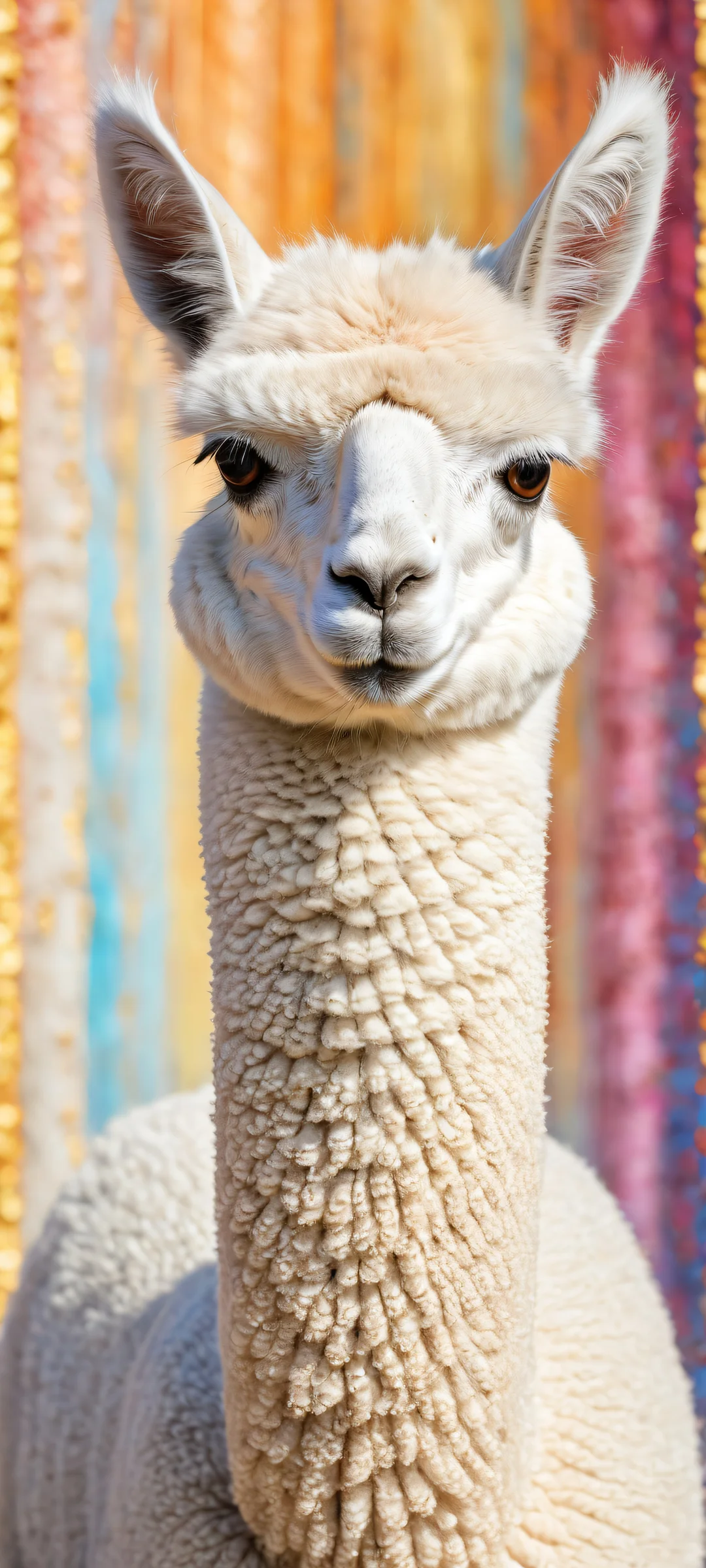 Breathtaking alpaca portrait on iPhone/Android with intricate details and stunning visual impact.